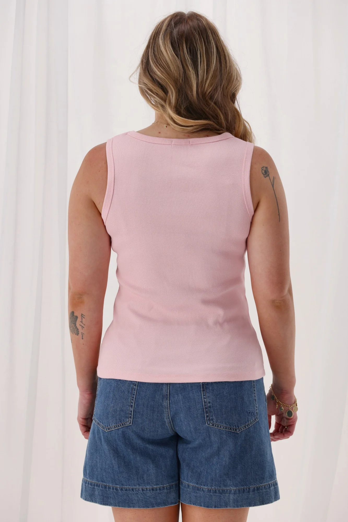 Shine On Essentials Rib Tank Pale Pink - Image 5