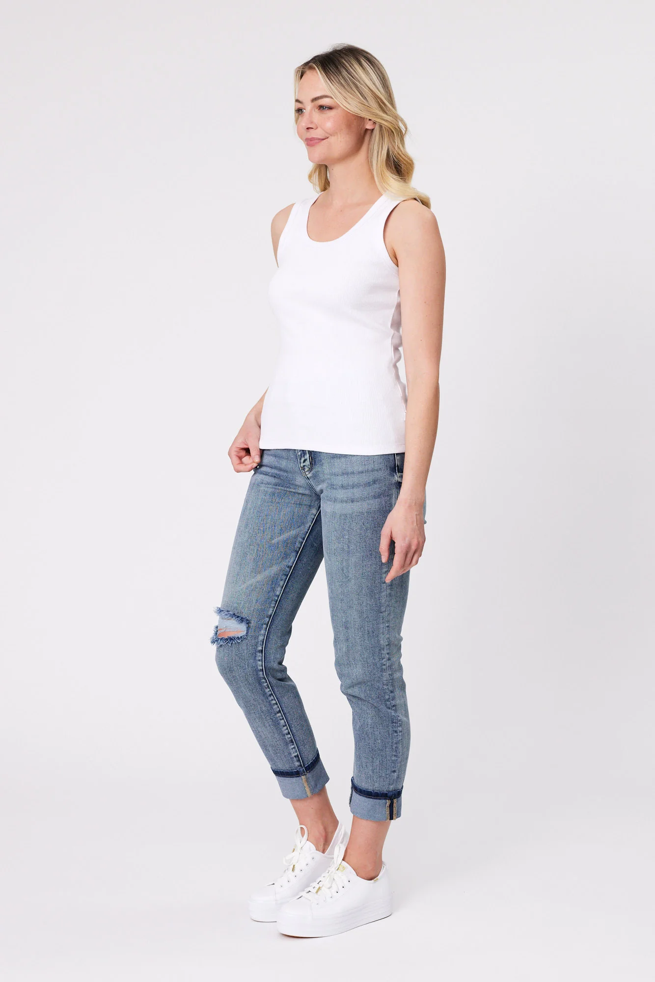 Shine On Essentials Rib Tank White - Image 3