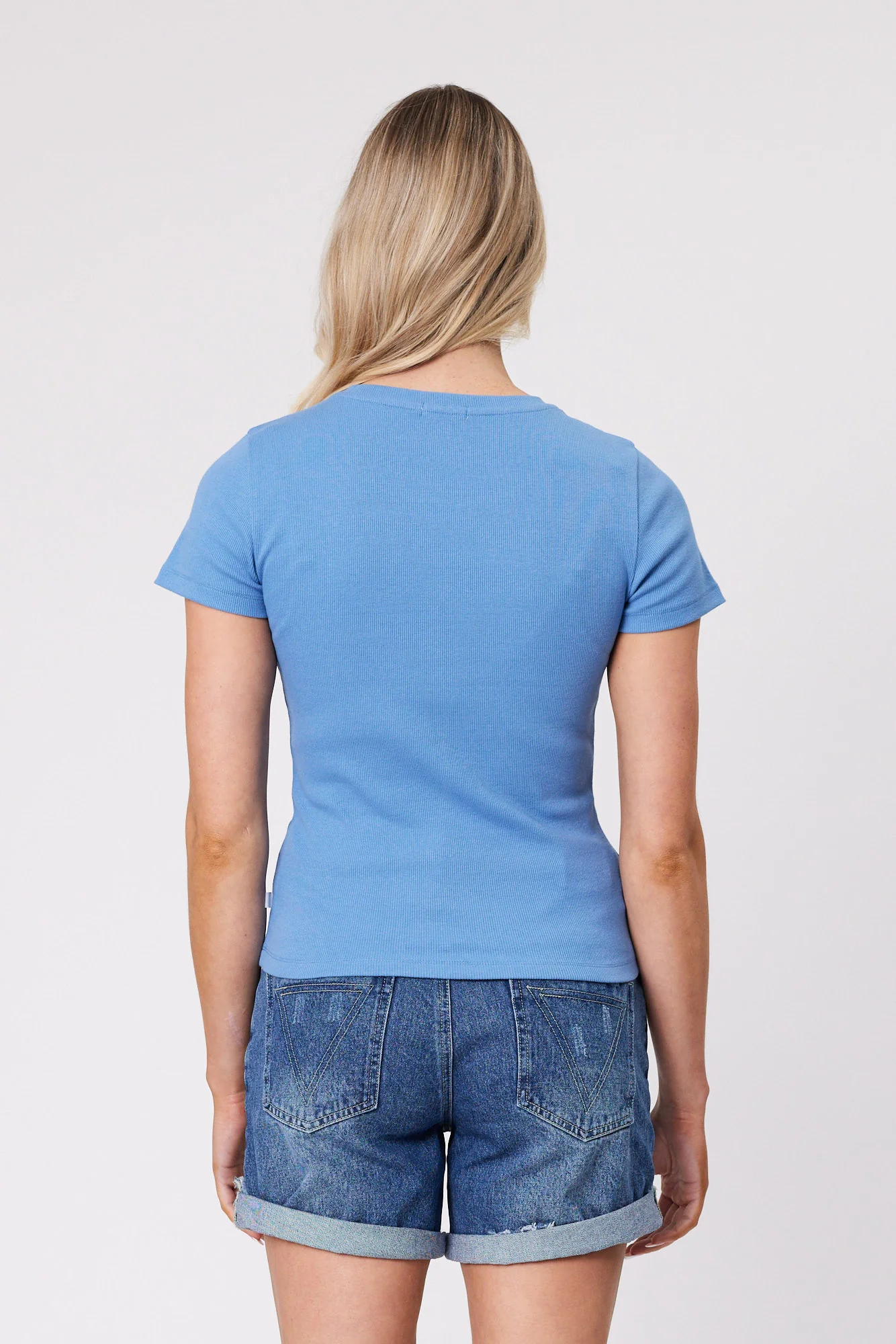 Shine On Essentials Rib Tee Blue - Image 5