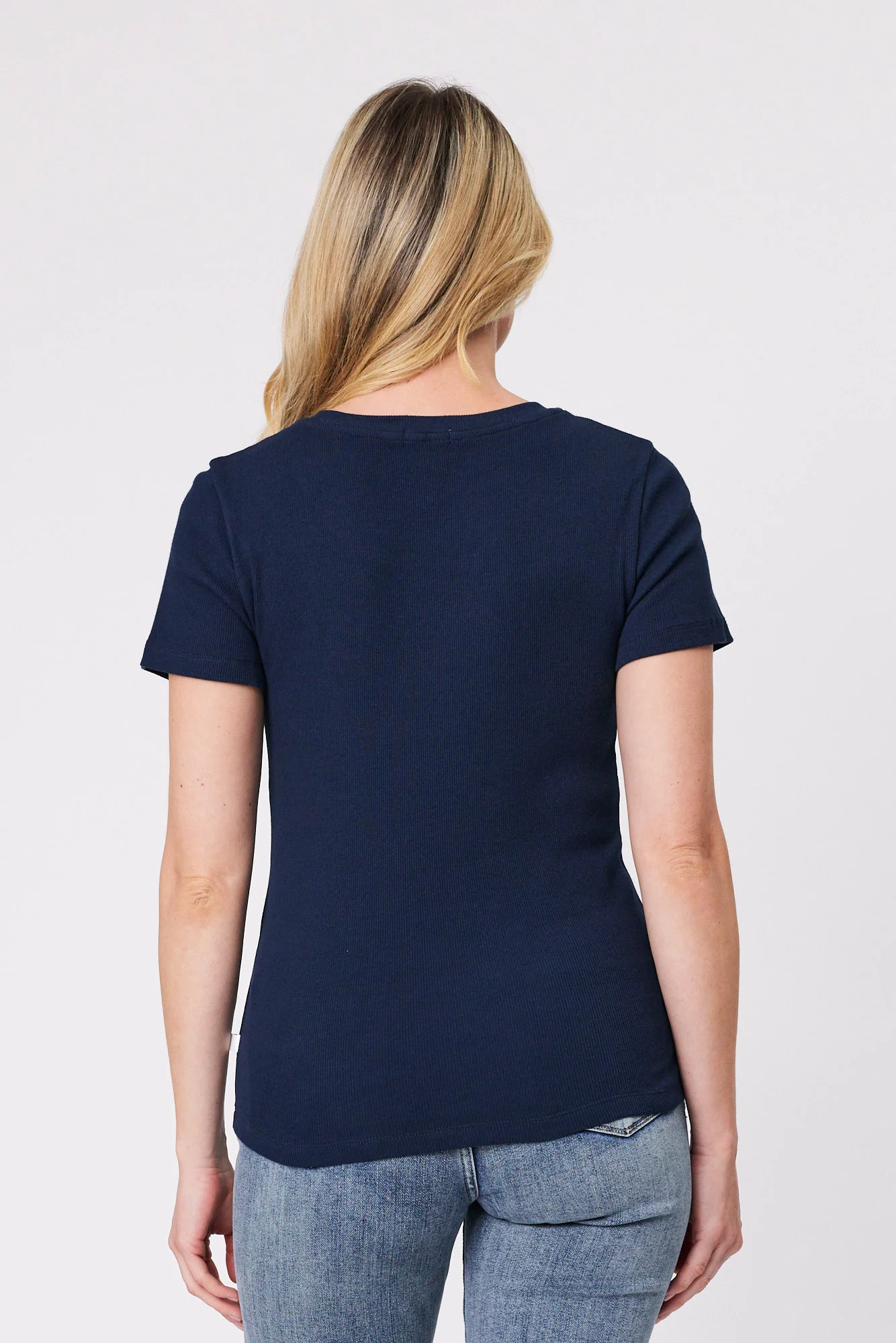 Shine On Essentials Rib Tee Navy - Image 5