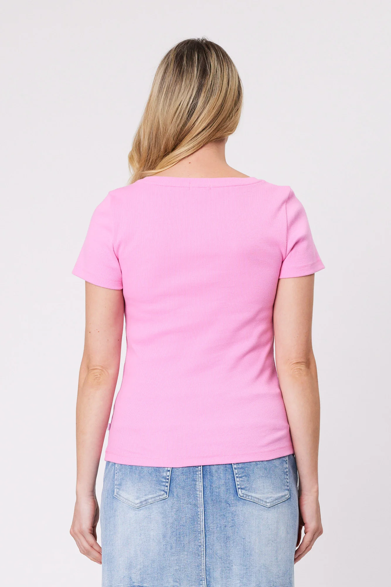 Shine On Essentials Rib Tee Pink - Image 5