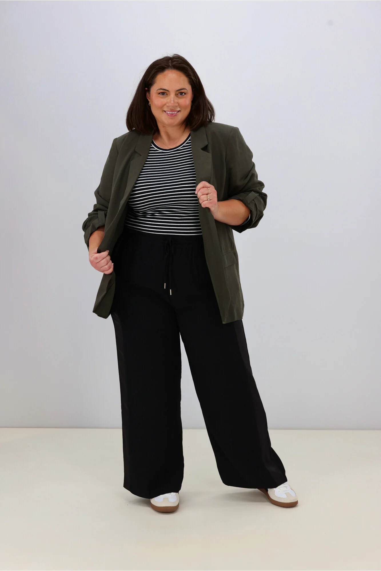 Shine On Essentials Stripe Rib Long Sleeve Black and White - Image 3