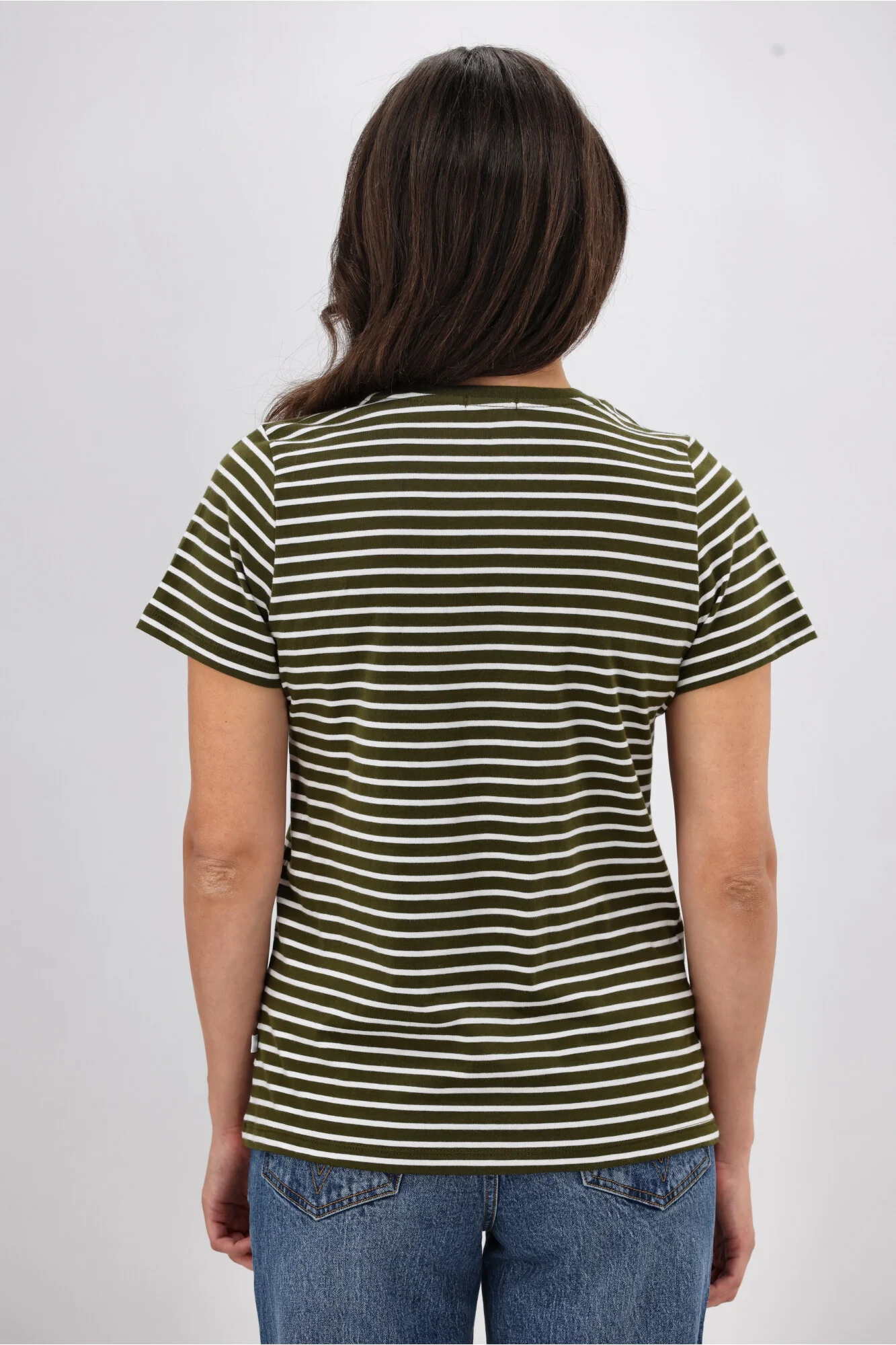 Shine On Essentials Stripe Tee Olive and White - Image 8