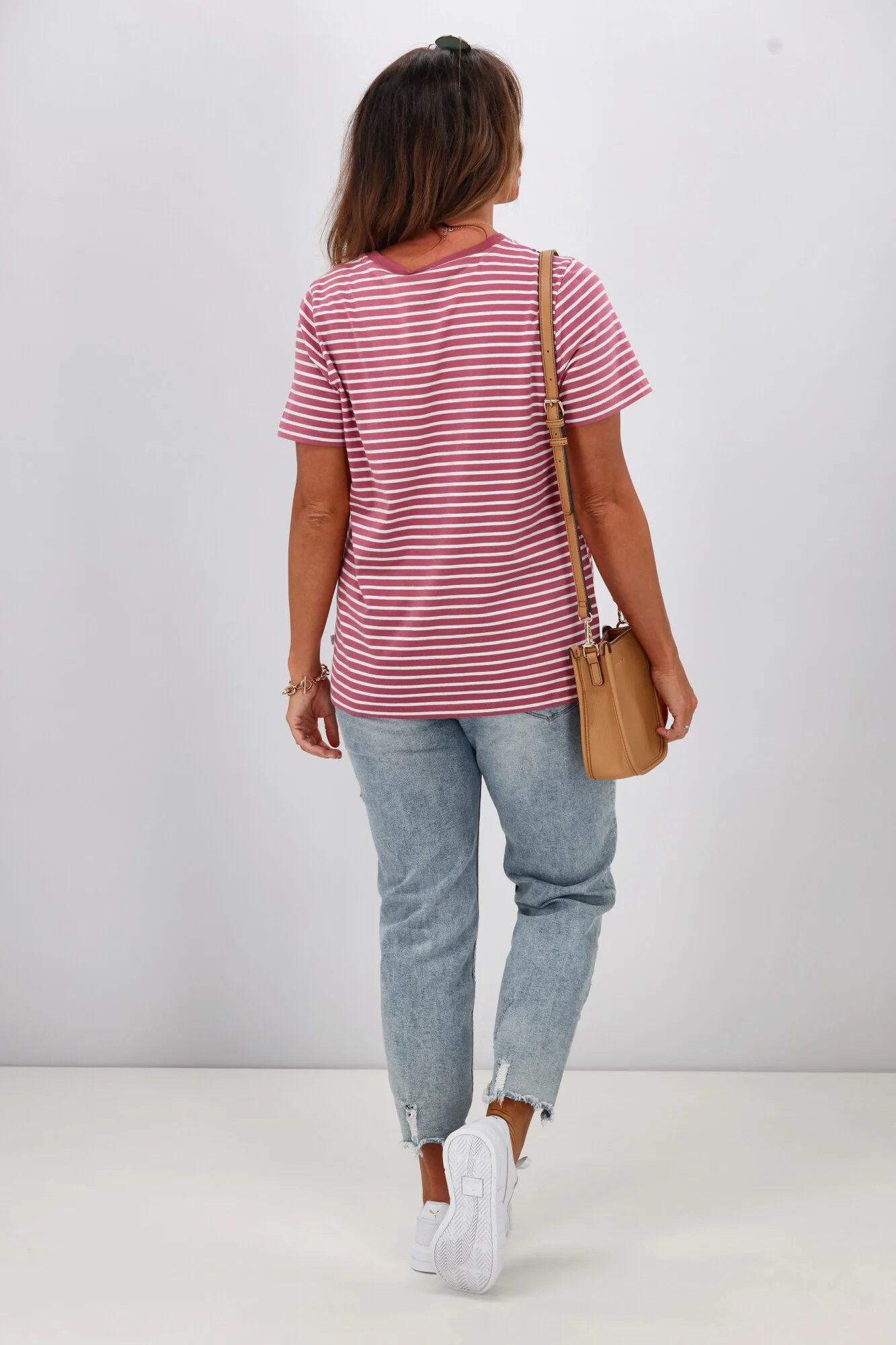 Shine On Essentials Stripe Tee Pink and White - Image 6
