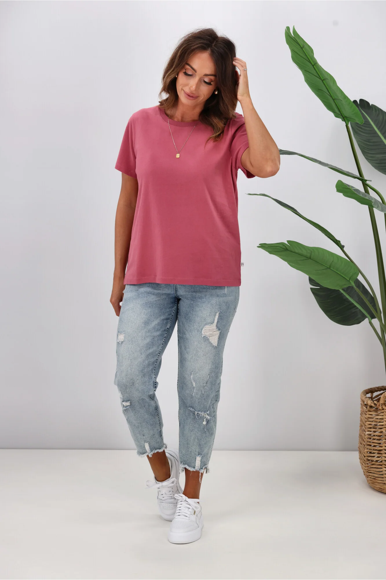 Shine On Essentials Tee Dusty Rose - Image 3