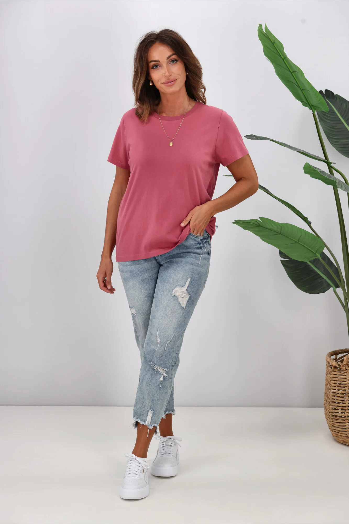 Shine On Essentials Tee Dusty Rose - Image 4