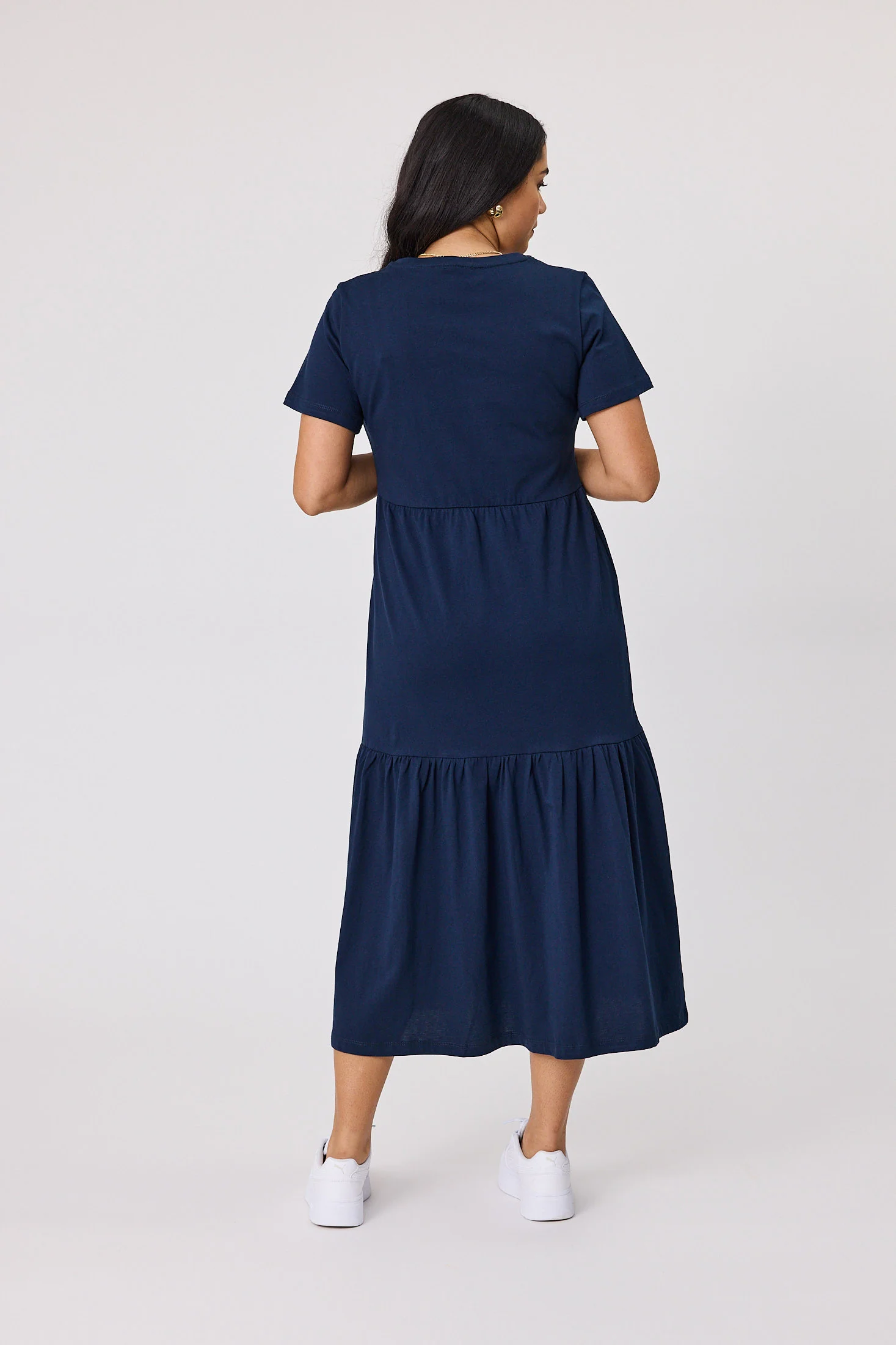 Shine On Essentials Tiered Midi Dress Navy - Image 7