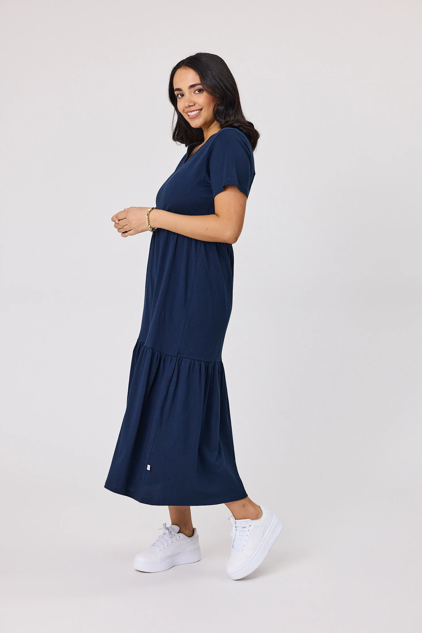Shine On Essentials Tiered Midi Dress Navy - Image 8