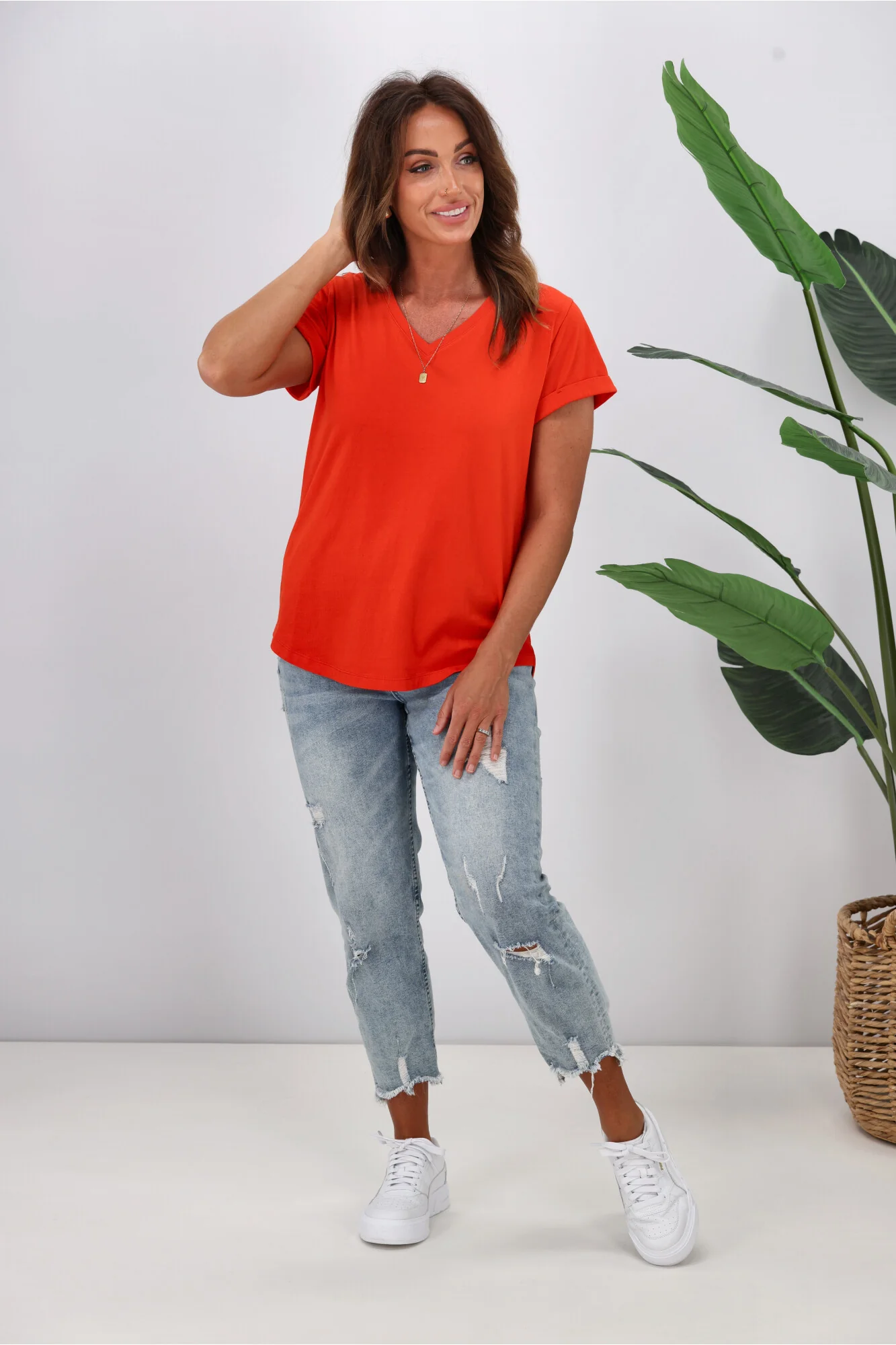 Shine On Essentials V Tee Bright Red - Image 3