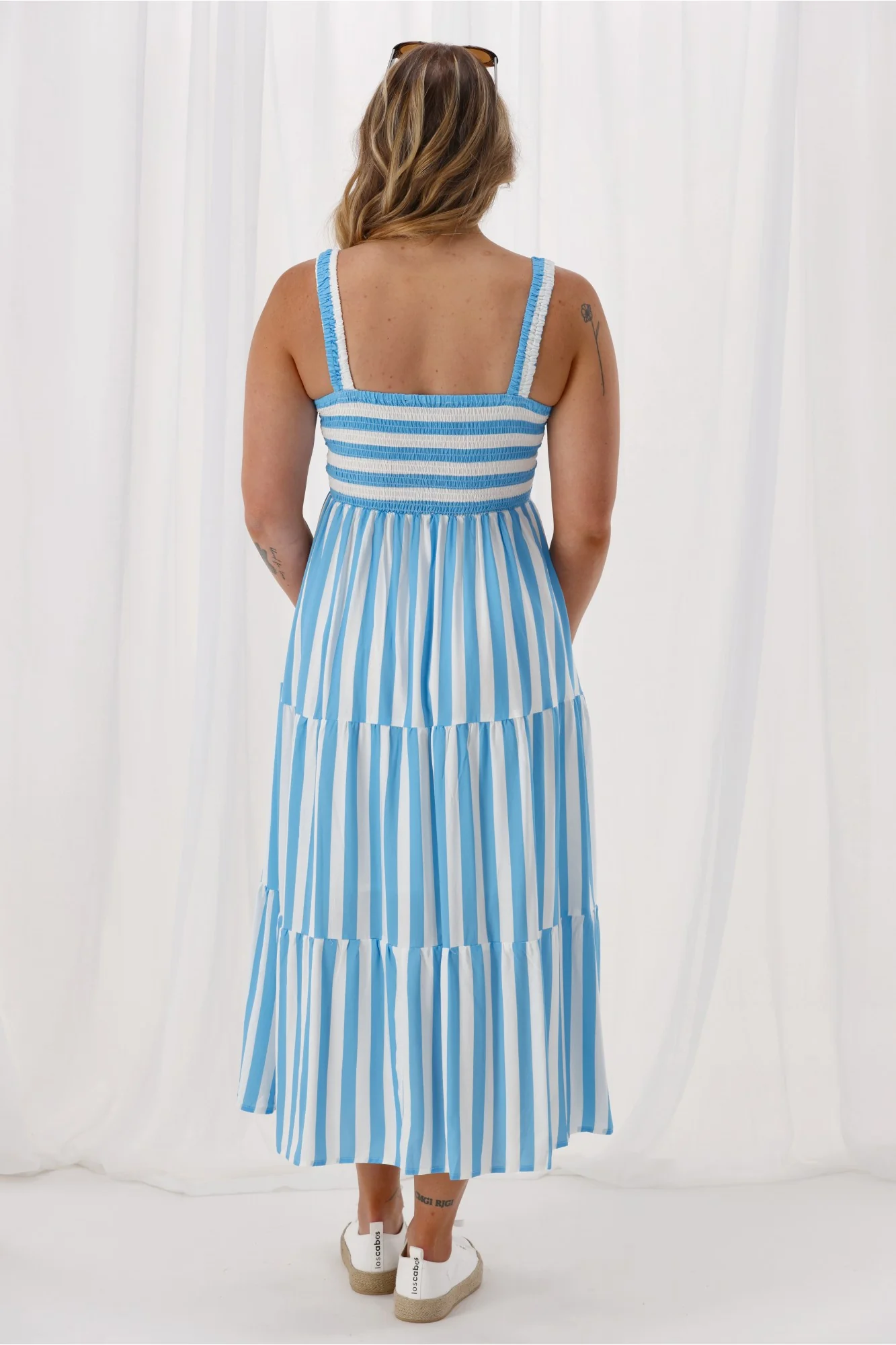 Shine On Label Alexis Dress Blue White Stripe - Image 6