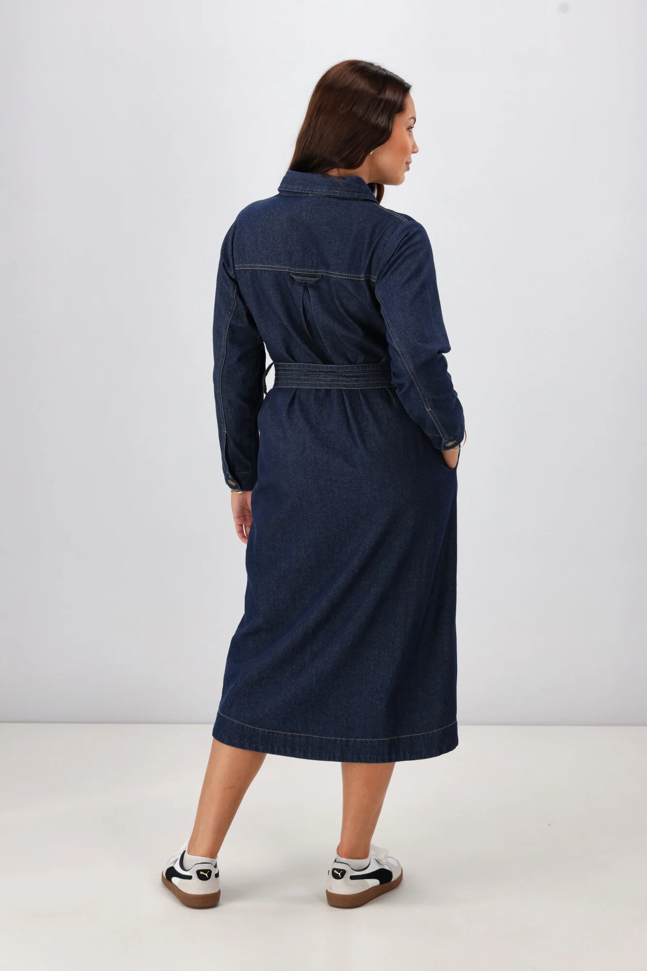 Shine On Label Alvina Denim LS Shirt Dress Dark Indigo - Image 8