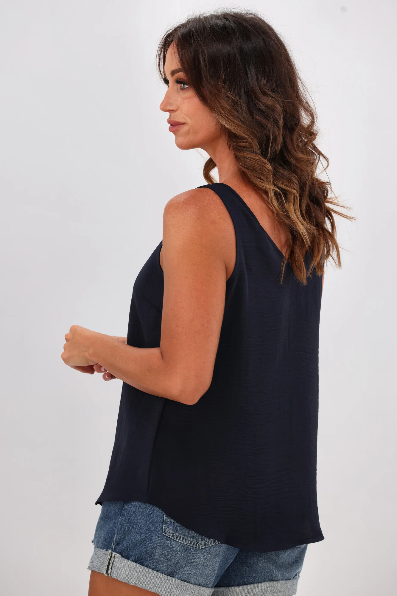 Shine On Label Amelia V Neck Cami  Navy - Image 7