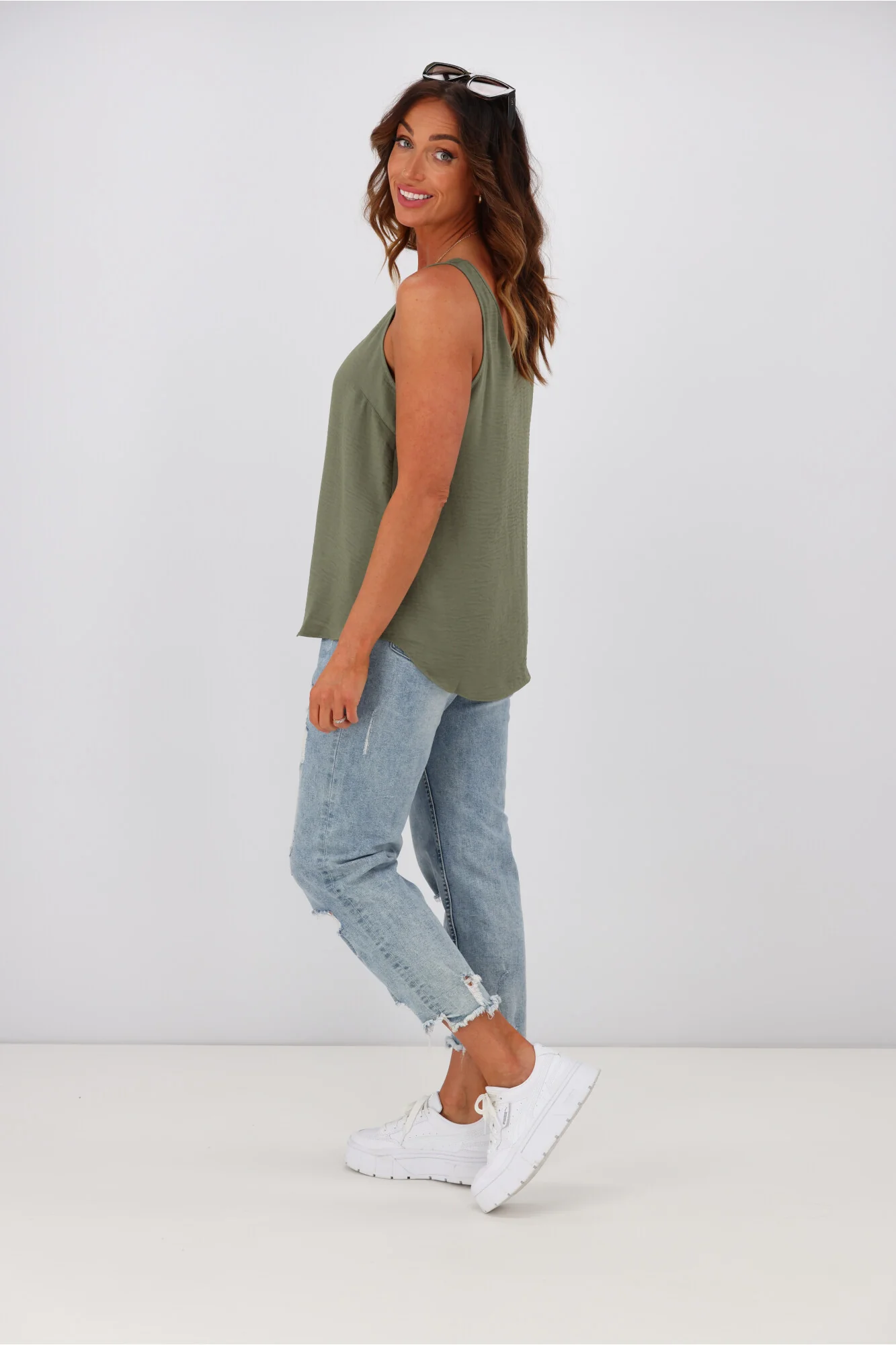 Shine On Label Amelia V Neck Cami Sage - Image 4