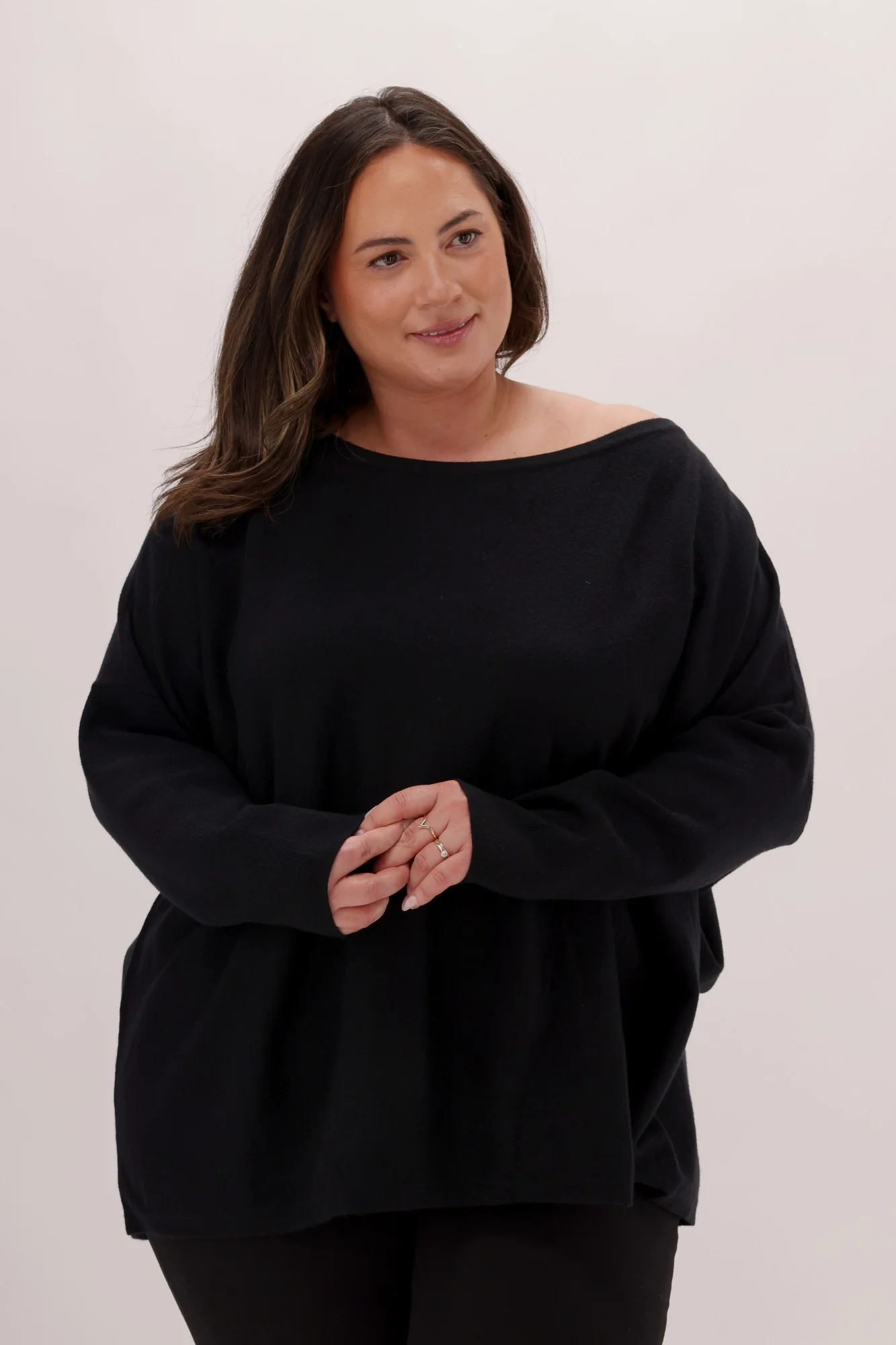 Shine On Label Anika Off The Shoulder Slouchy Knit Black - Image 2