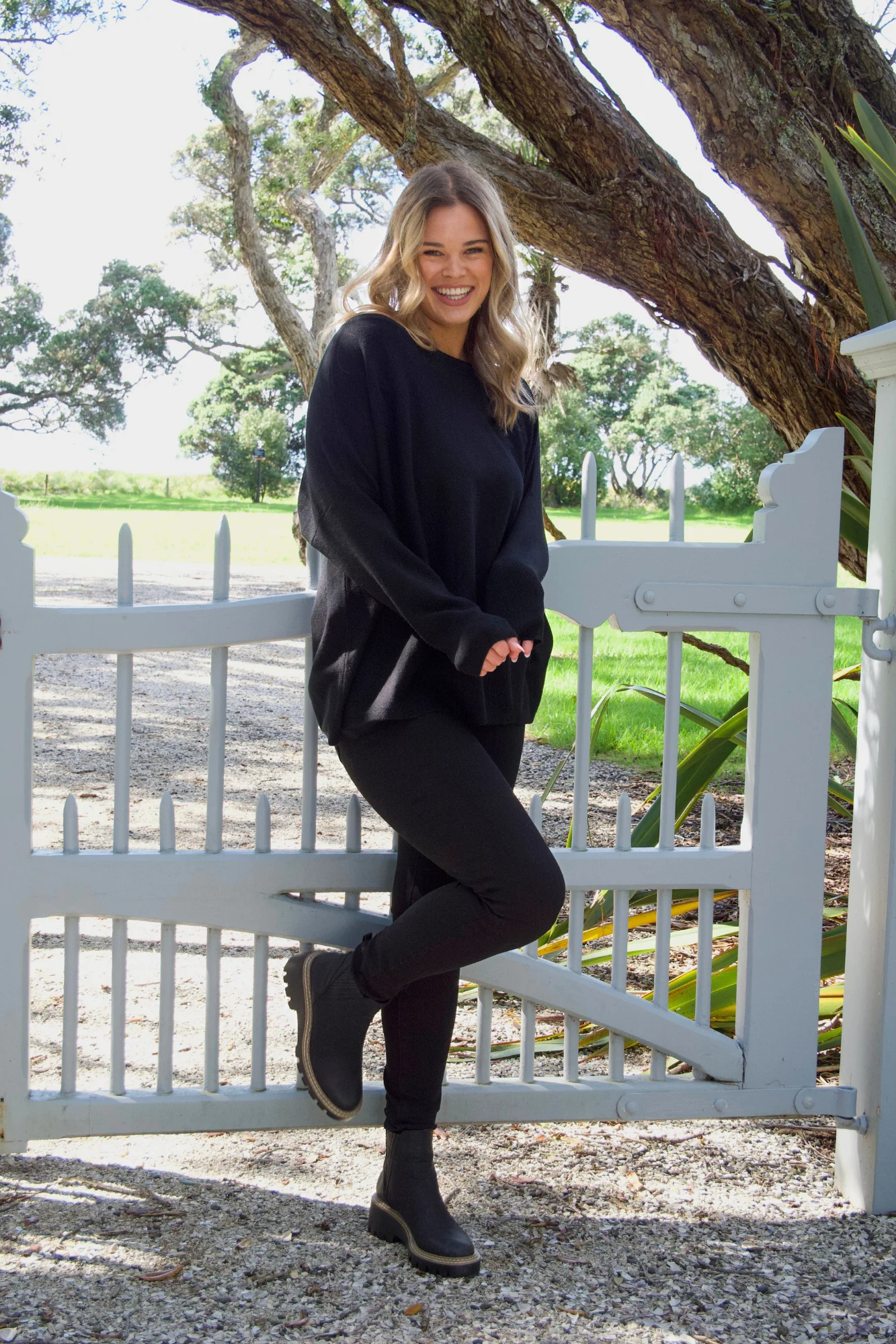 Shine On Label Anika Off The Shoulder Slouchy Knit Black - Image 3