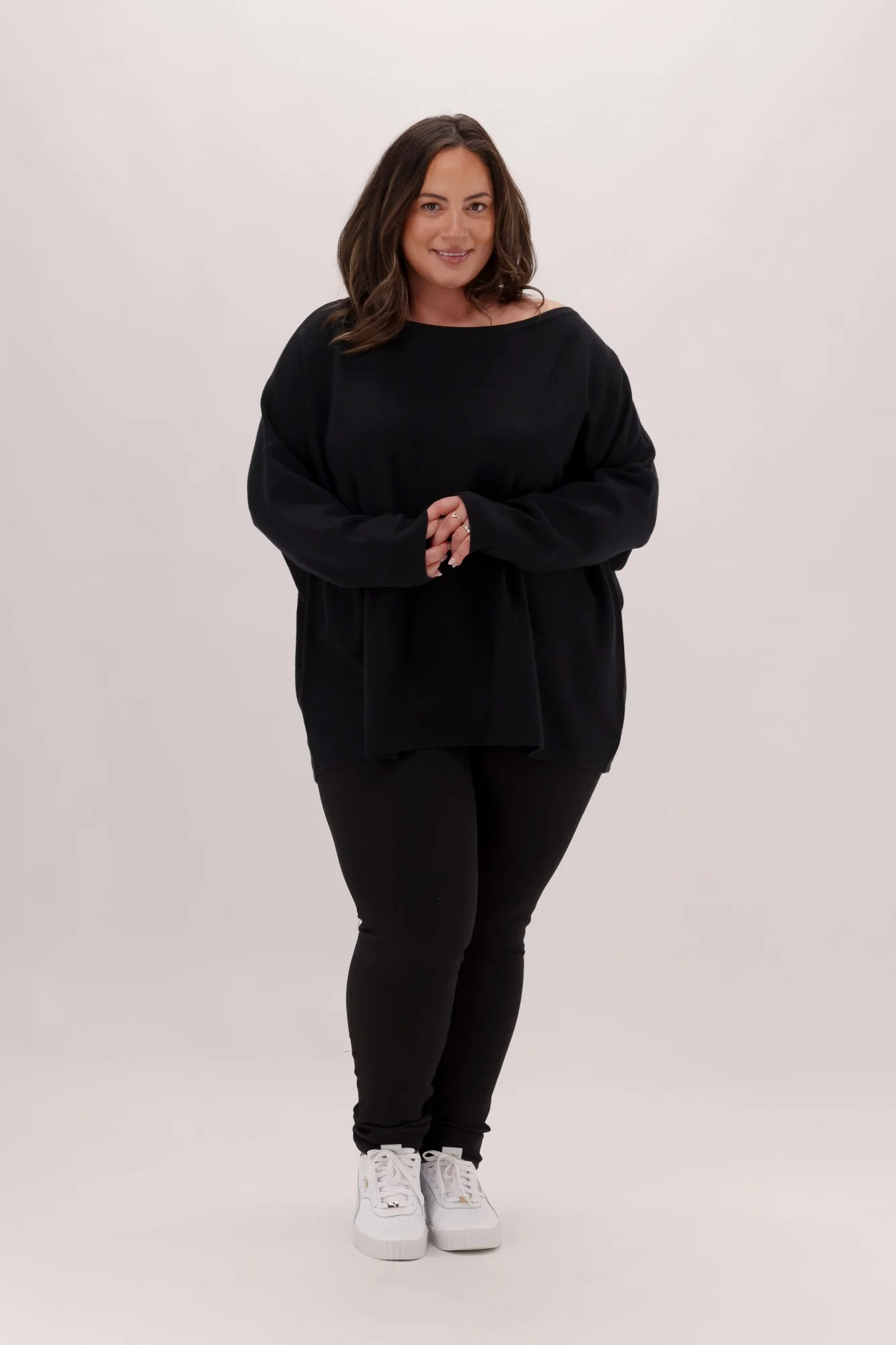 Shine On Label Anika Off The Shoulder Slouchy Knit Black - Image 4