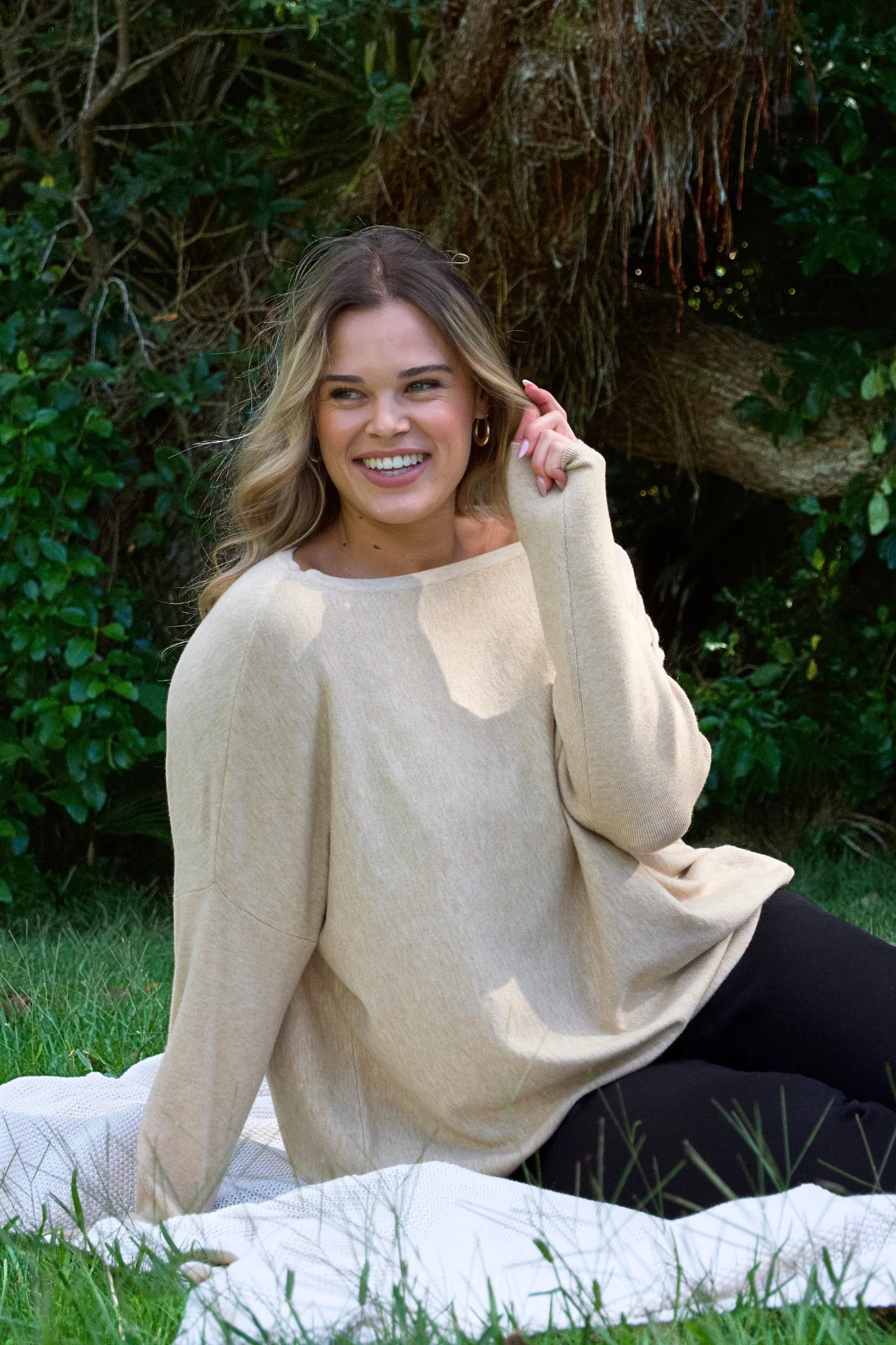 Shine On Label Anika Off The Shoulder Slouchy Knit Oatmeal - Image 2