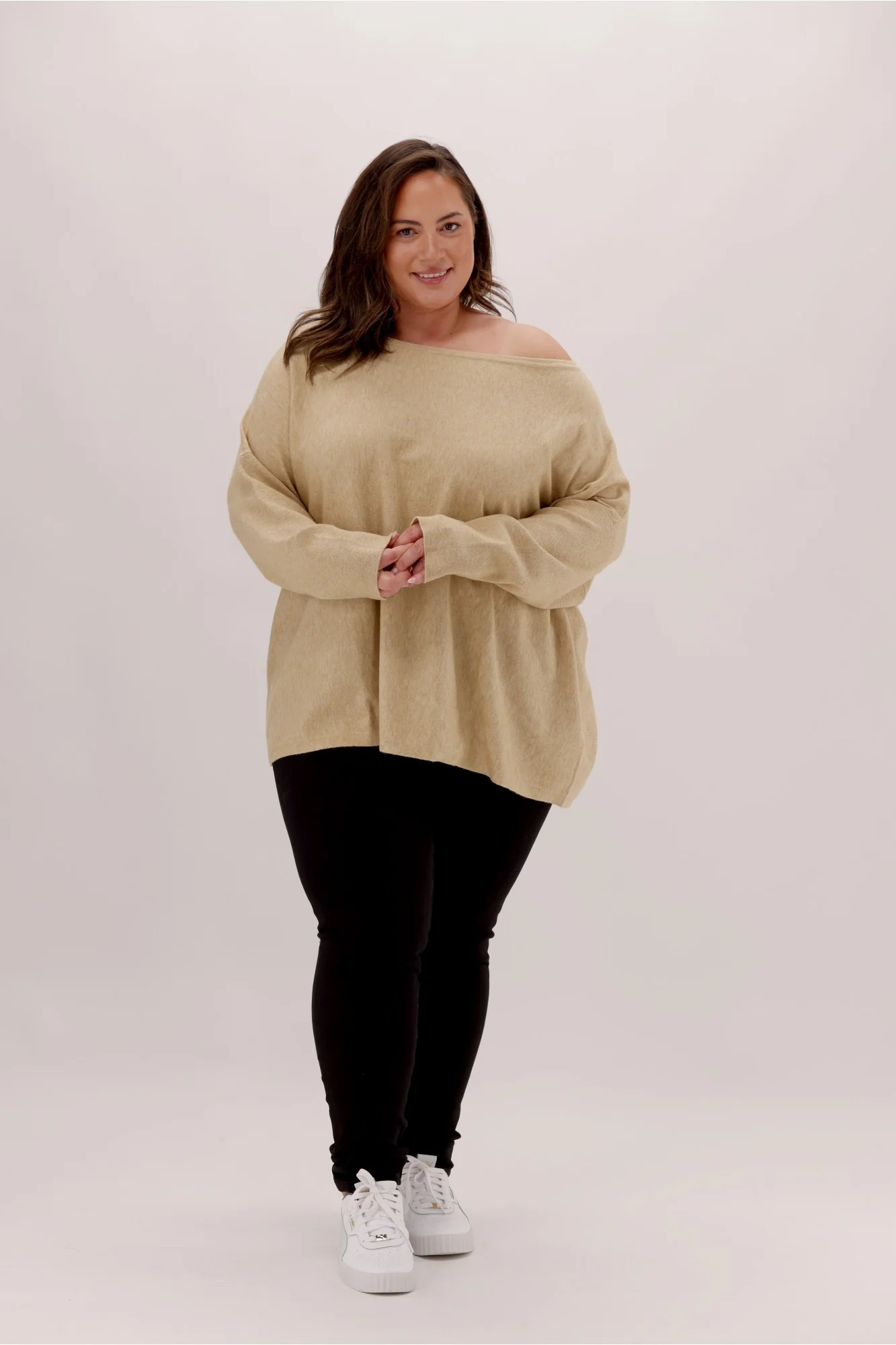 Shine On Label Anika Off The Shoulder Slouchy Knit Oatmeal - Image 3