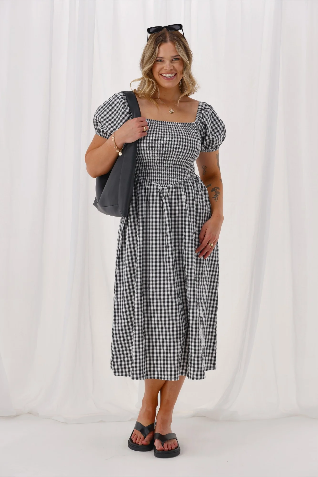 Shine On Label Annaliese Dress Black Check