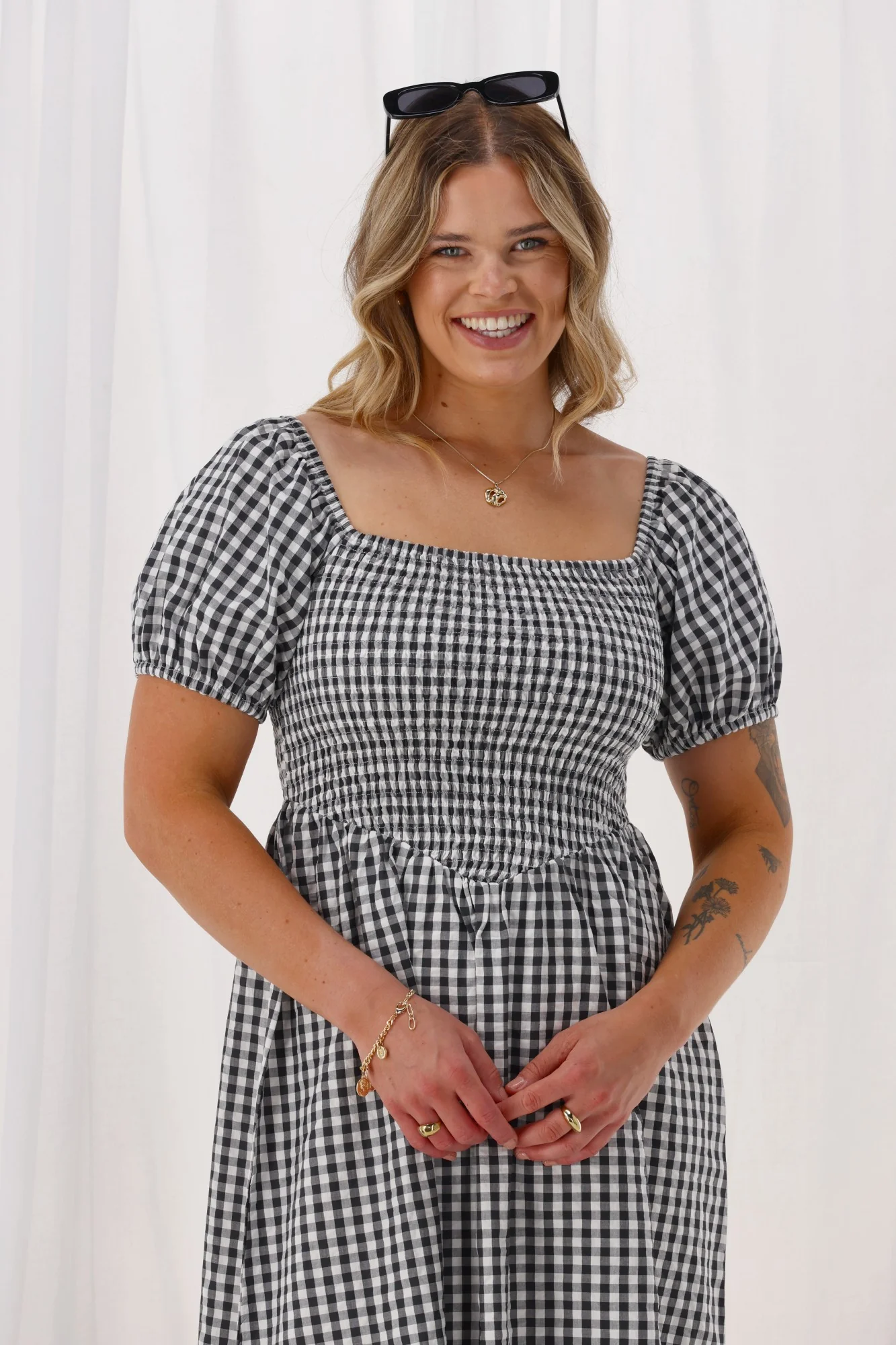 Shine On Label Annaliese Dress Black Check - Image 2