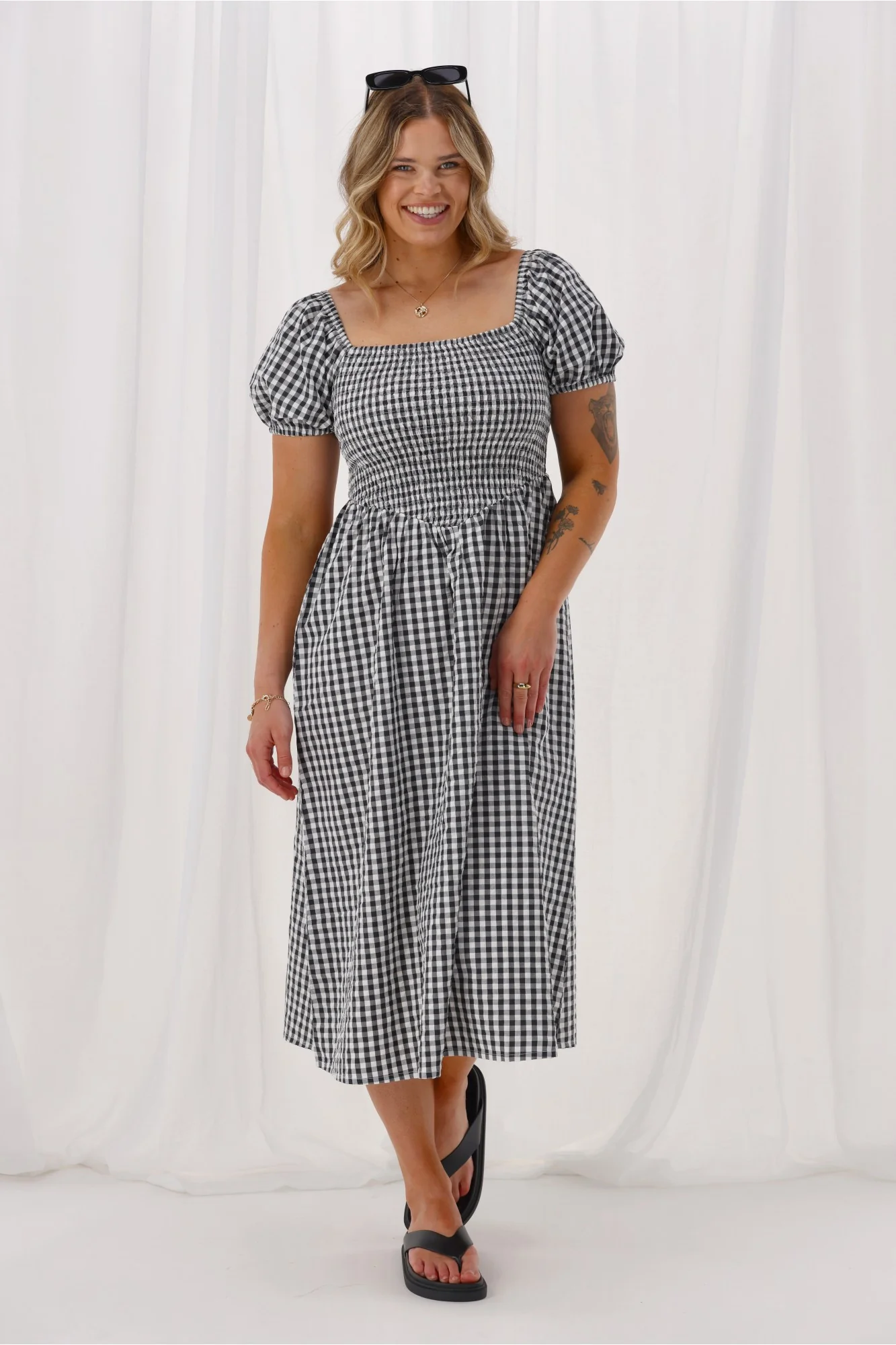Shine On Label Annaliese Dress Black Check - Image 3