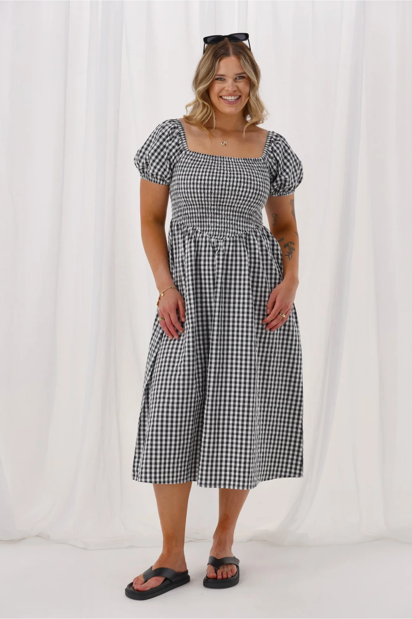 Shine On Label Annaliese Dress Black Check - Image 4