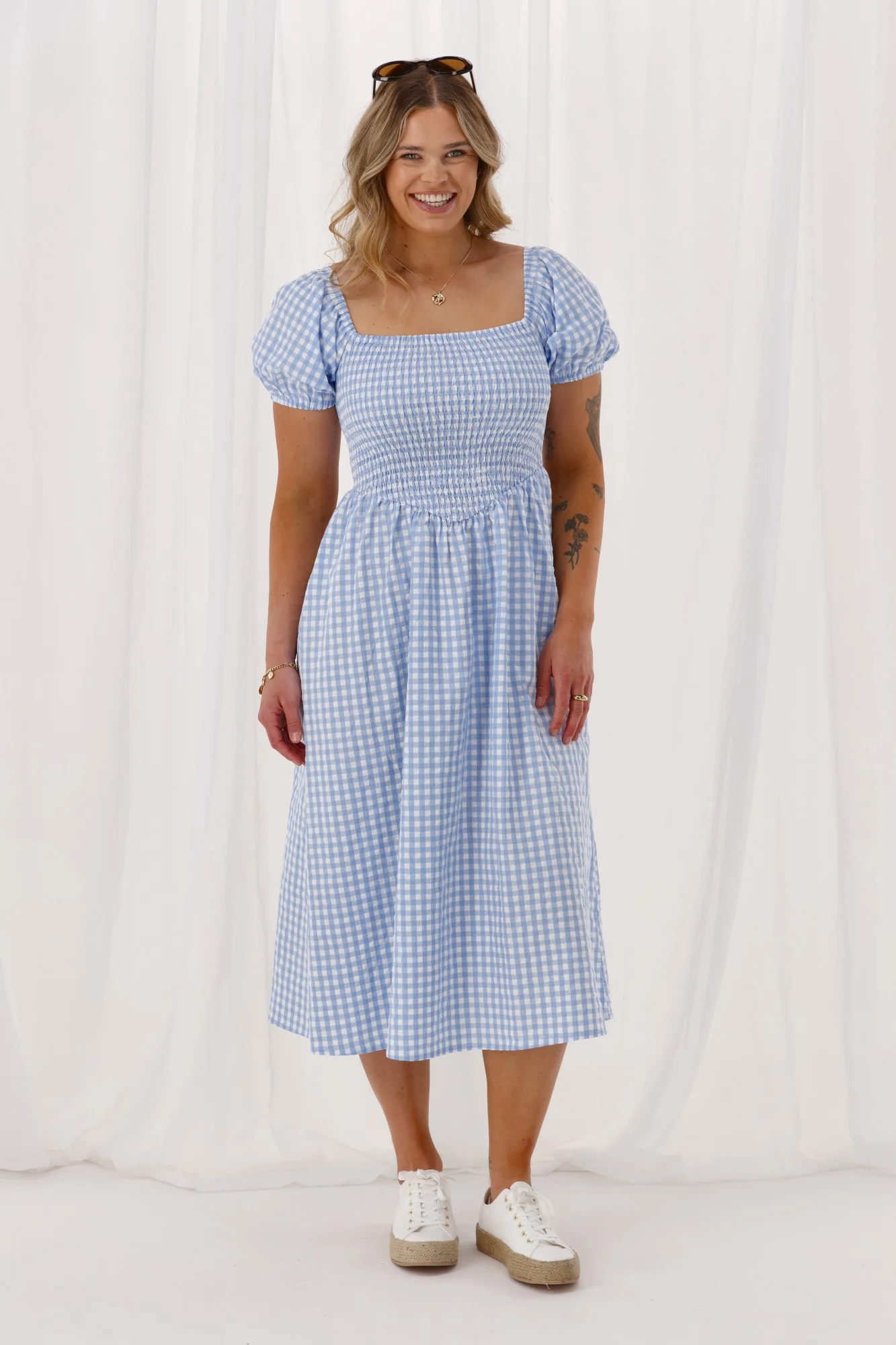 Shine On Label Annaliese Dress Blue Check - Image 4