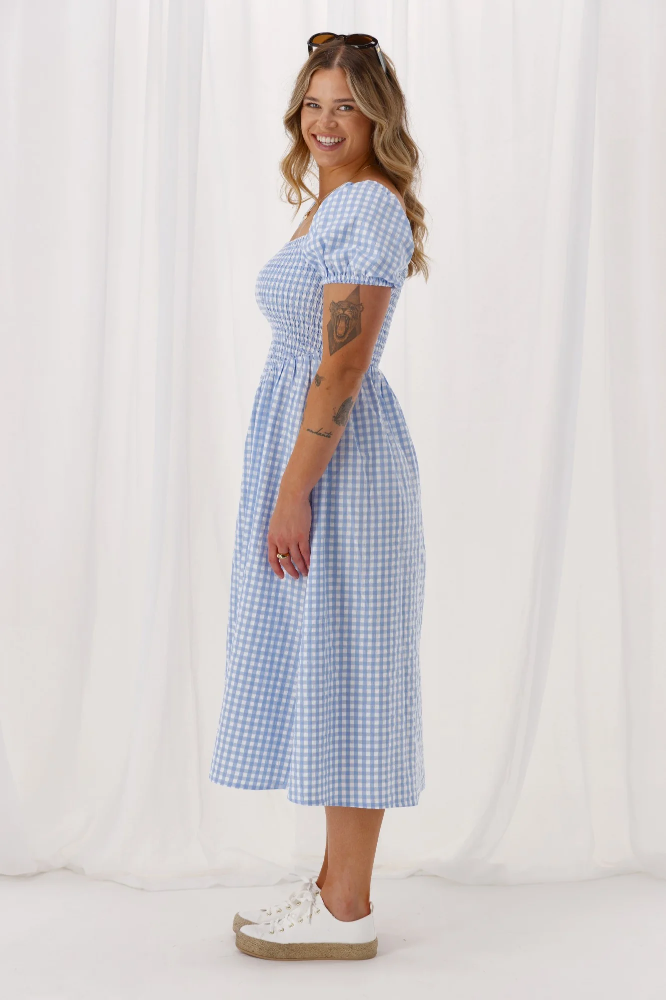 Shine On Label Annaliese Dress Blue Check - Image 5