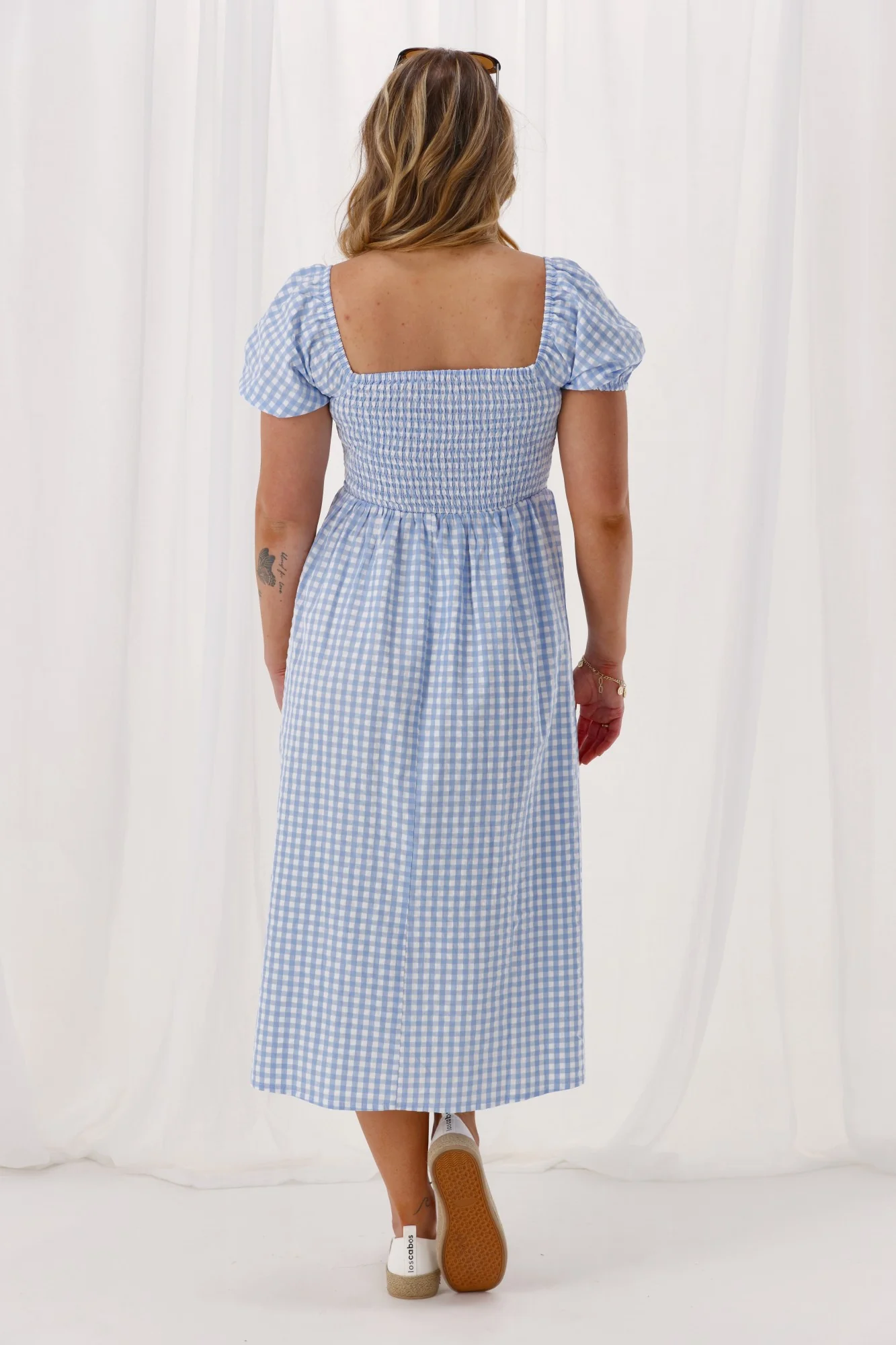 Shine On Label Annaliese Dress Blue Check - Image 6