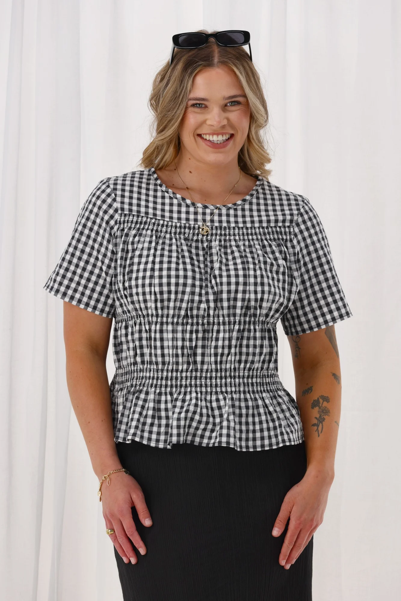 Shine On Label Annaliese Top Black Check - Image 2
