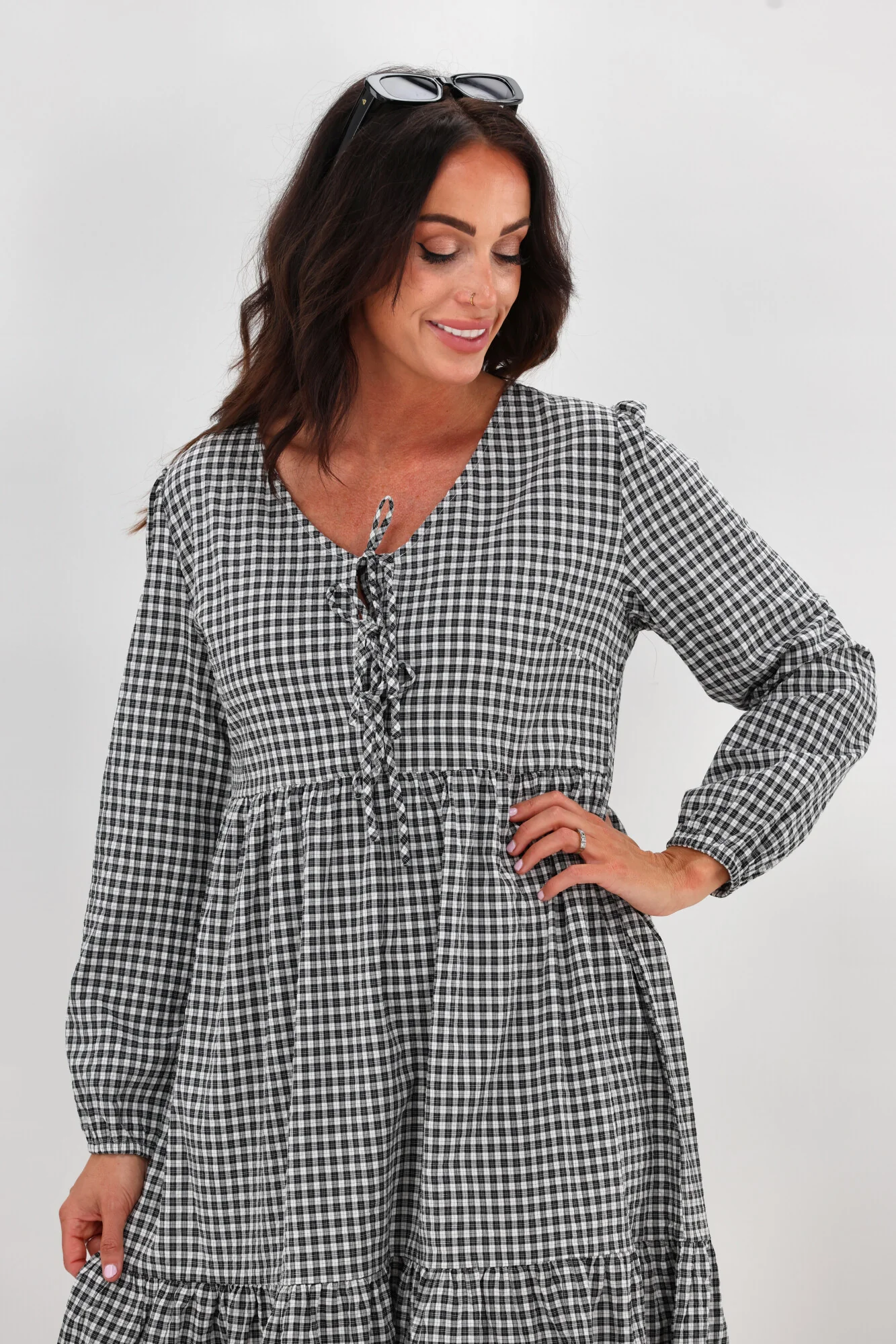 Shine On Label Anoushka Dress Black Gingham - Image 2