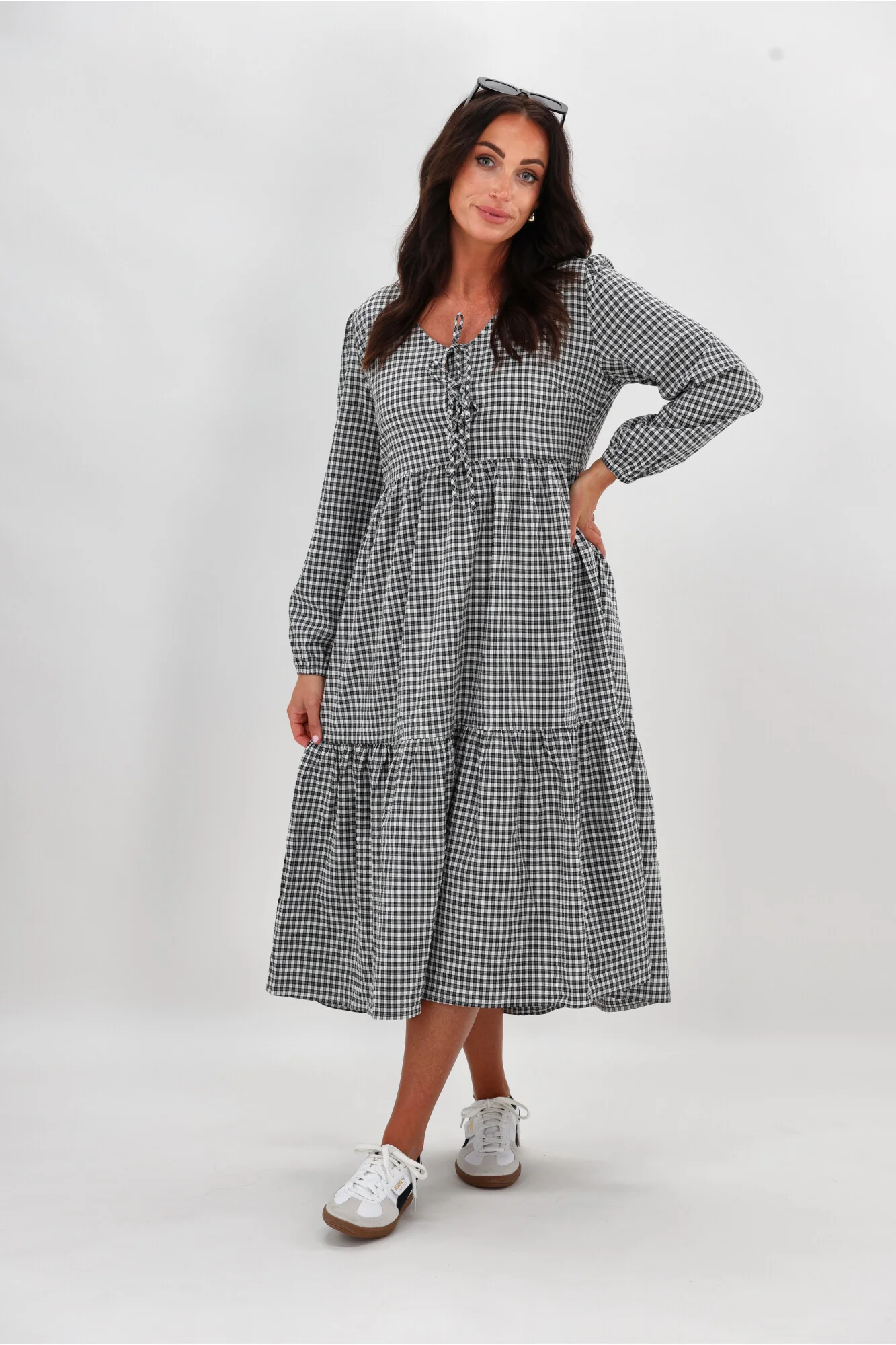 Shine On Label Anoushka Dress Black Gingham - Image 3