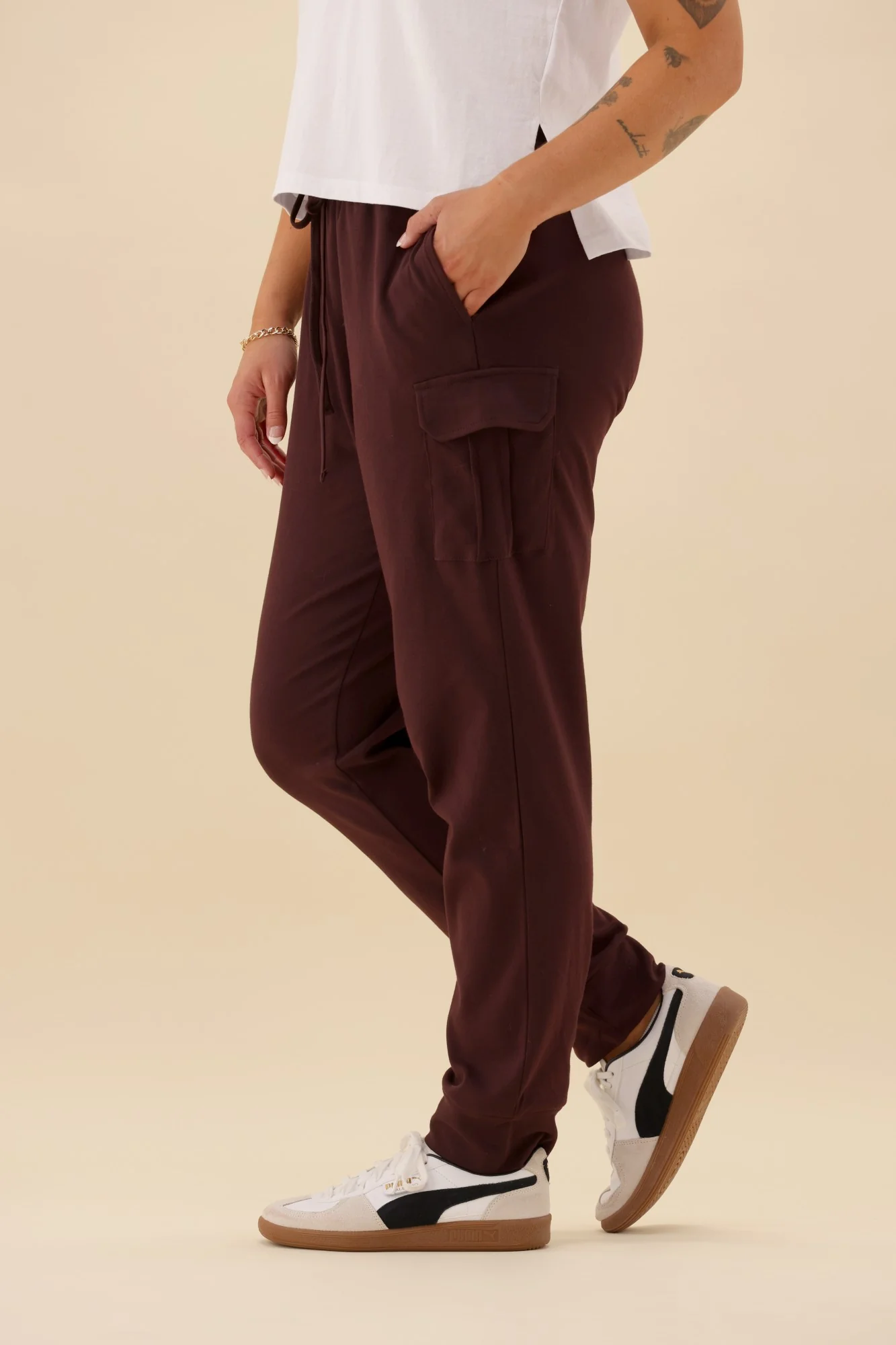 Shine On Label Asharna Cargo Pocket Jogger Chocolate - Image 7