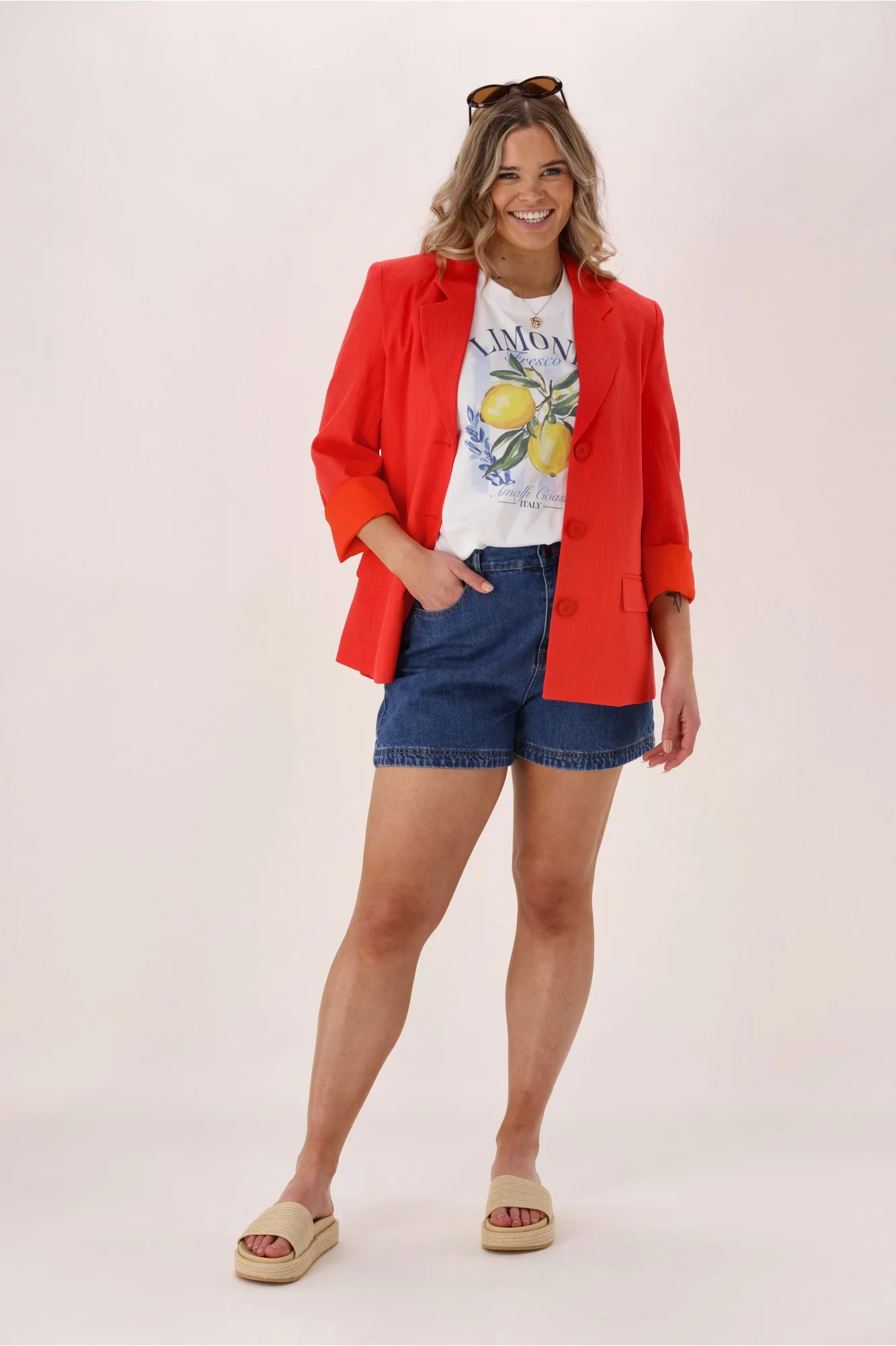 Shine On Label Avelina Linen Blend Blazer Coral - Image 4