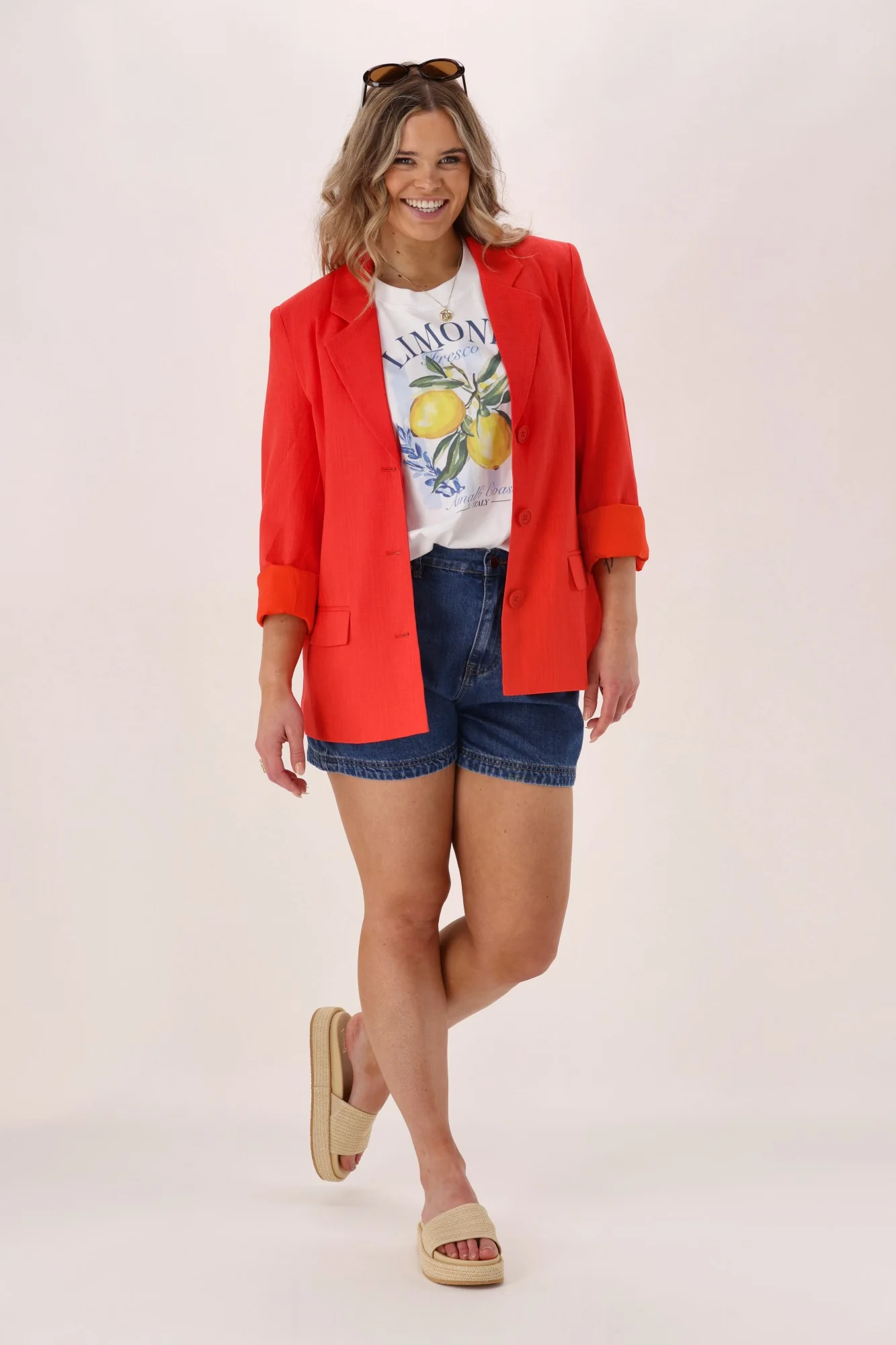 Shine On Label Avelina Linen Blend Blazer Coral - Image 5