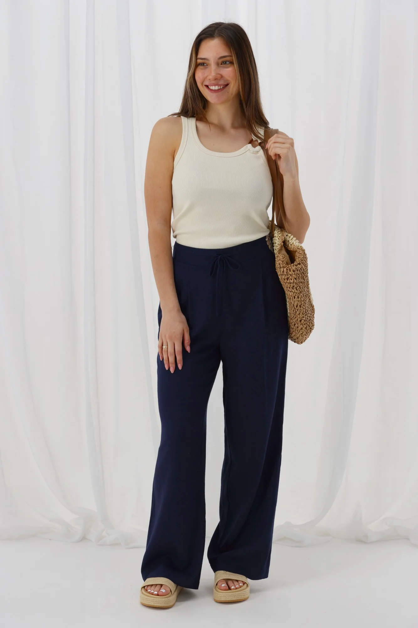 Shine On Label Avelina Pants Navy