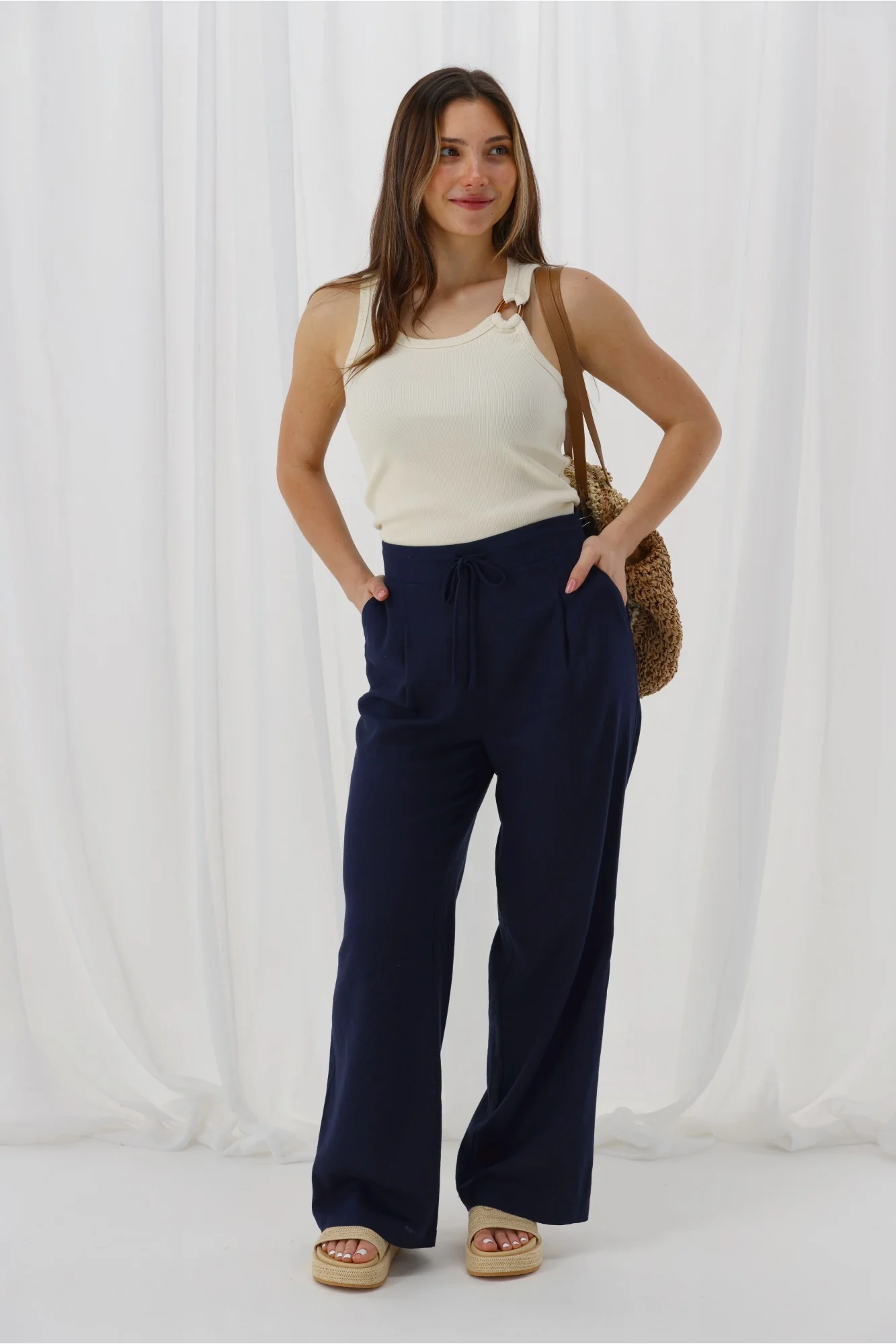 Shine On Label Avelina Pants Navy - Image 3