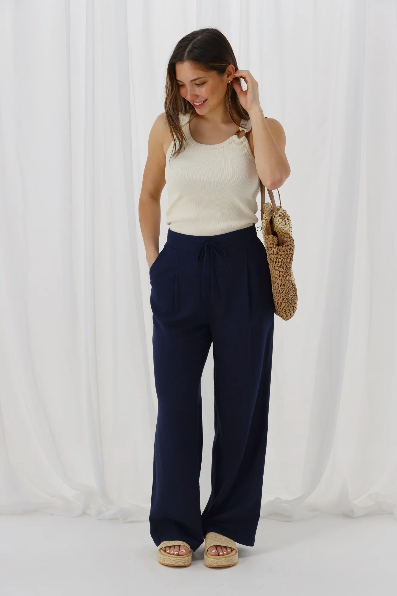 Shine On Label Avelina Pants Navy - Image 7