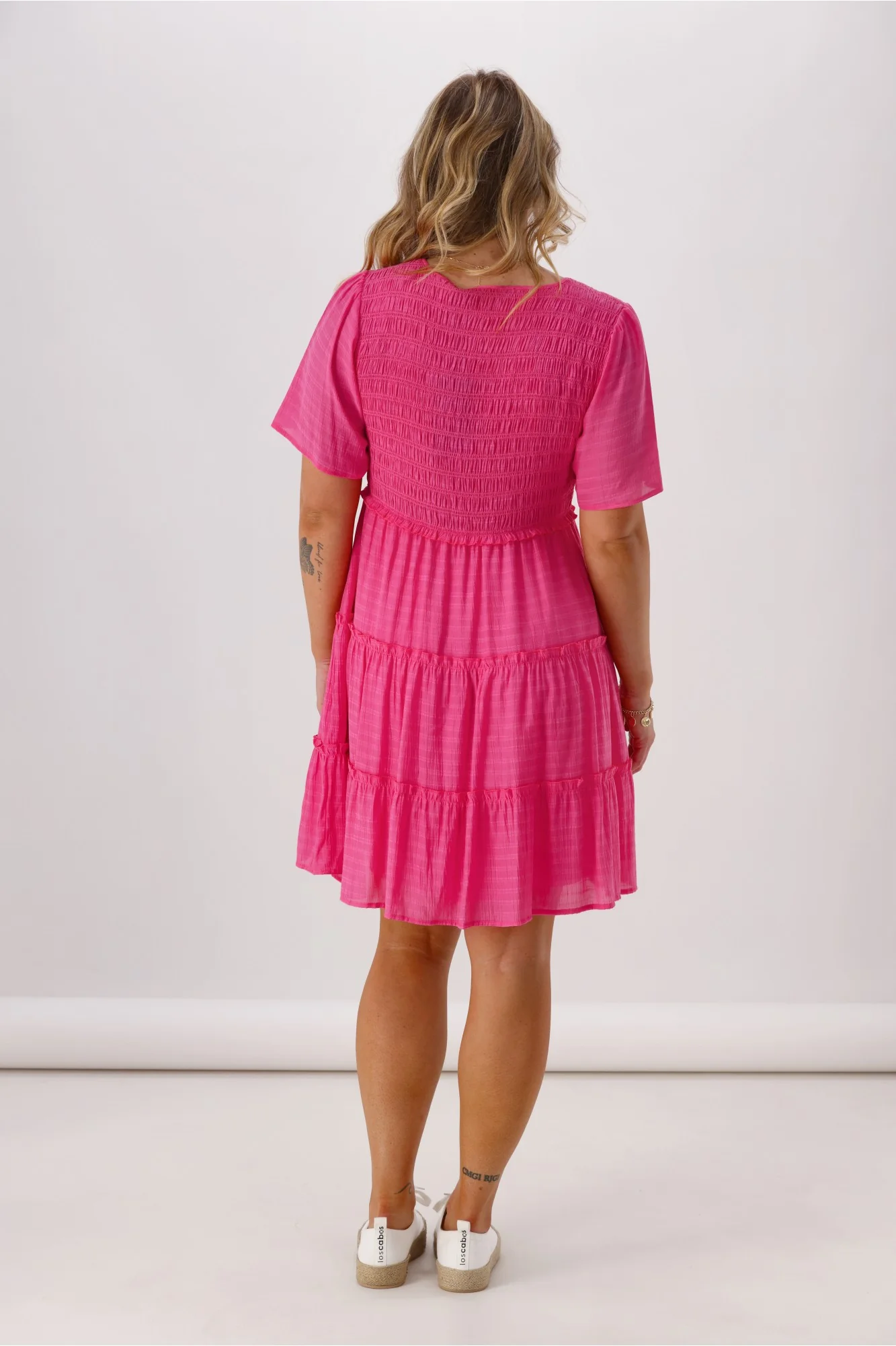 Shine On Label Birdie Shirred Bodice Dress Pink - Image 6
