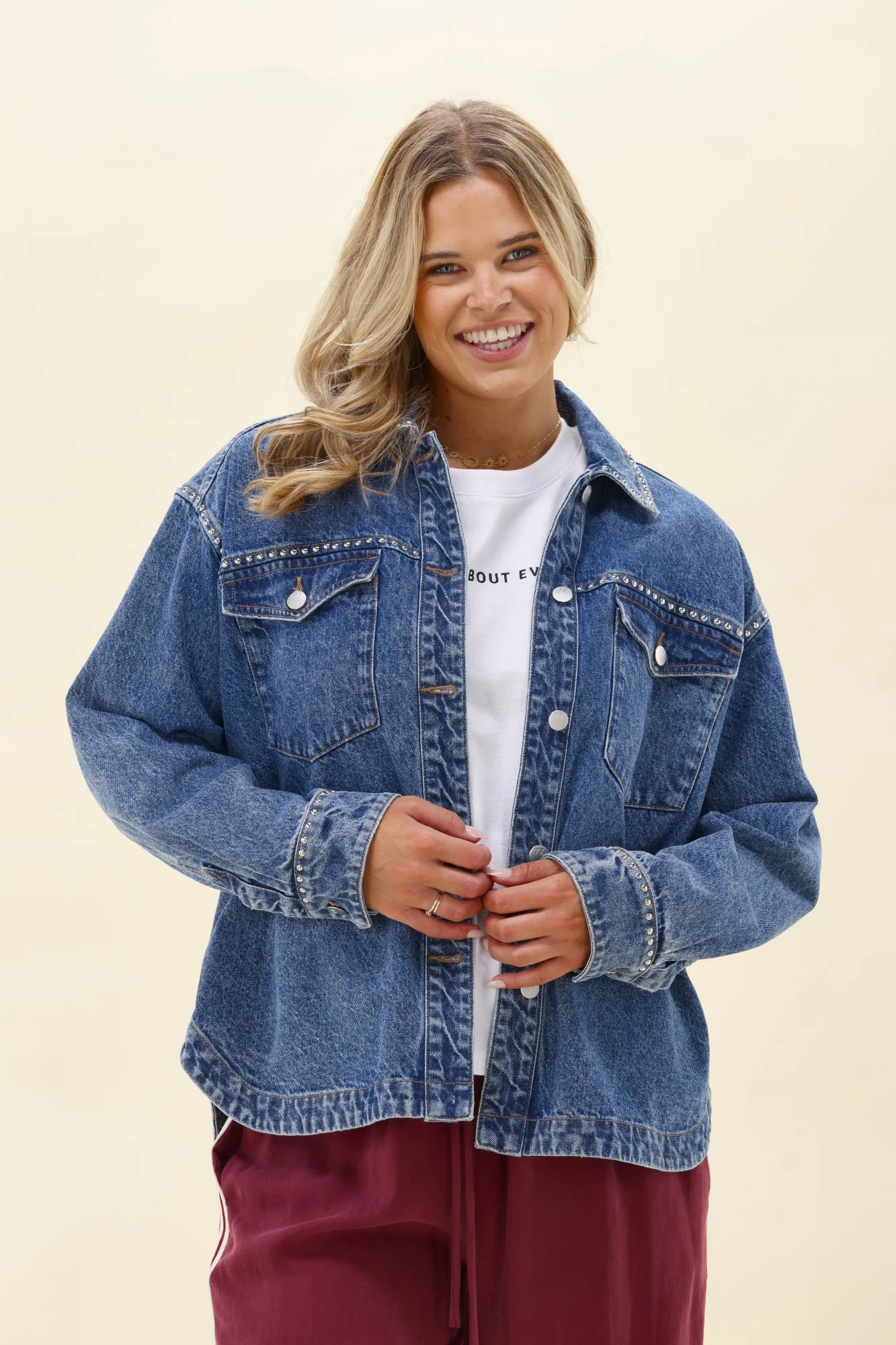 Shine On Label Blanca Studded Shacket Blue - Image 8