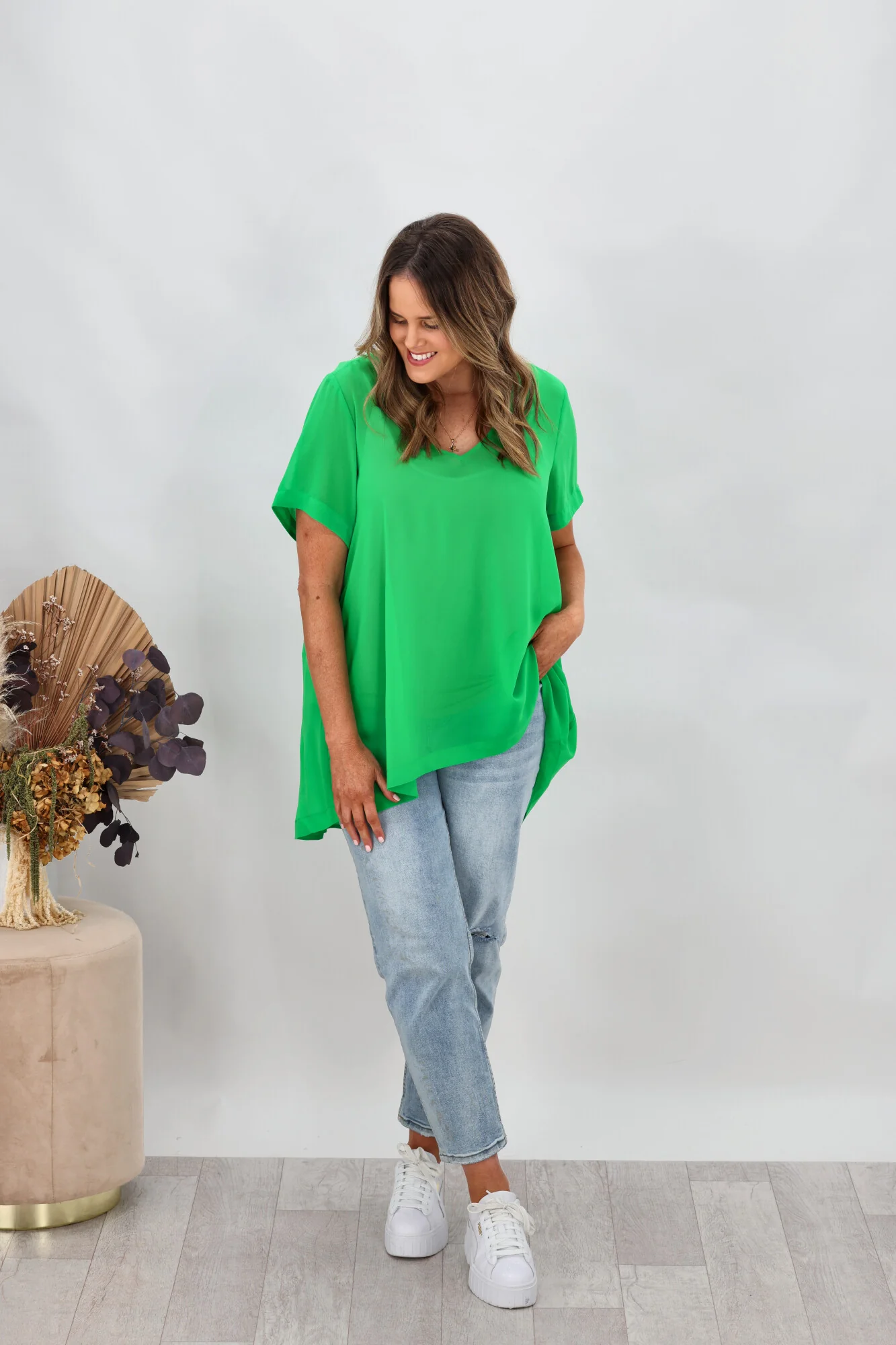 Shine On Label Bridgette Hi Lo Chiffon Top Green - Image 4