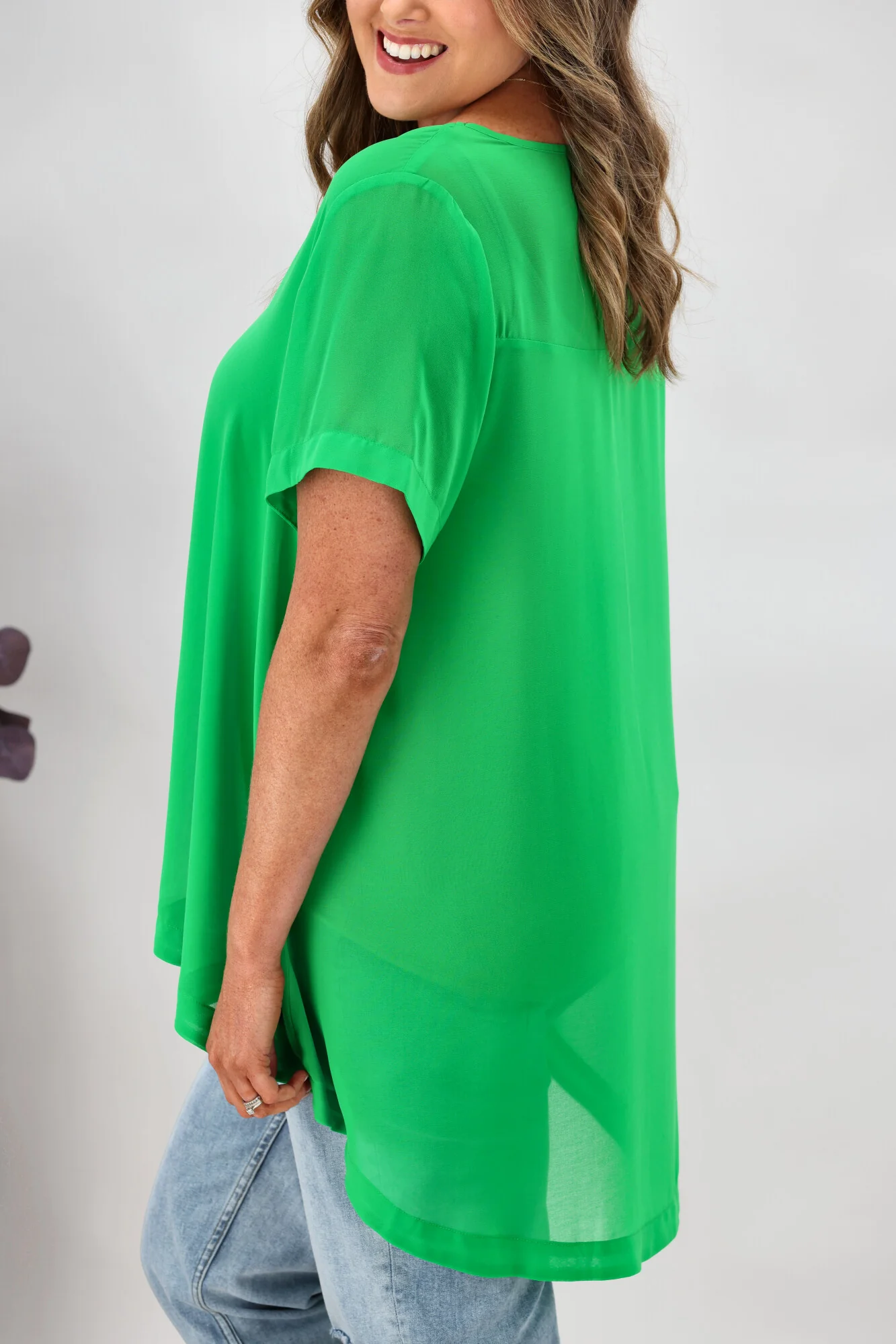 Shine On Label Bridgette Hi Lo Chiffon Top Green - Image 5