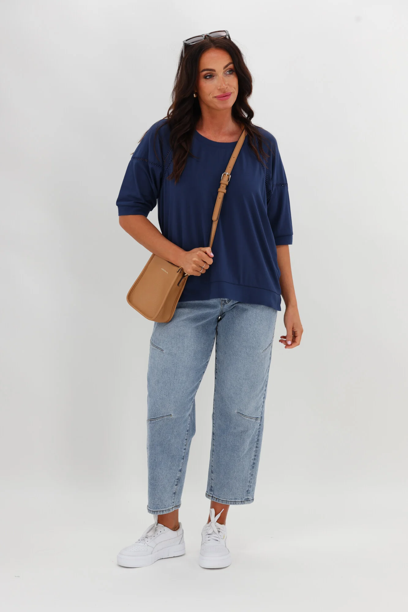 Shine On Label Bronwen Ladder Lace Top Blue