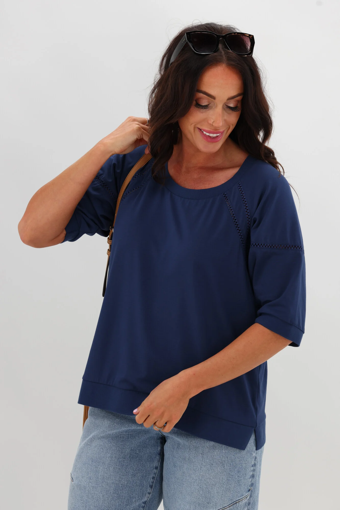 Shine On Label Bronwen Ladder Lace Top Blue - Image 3