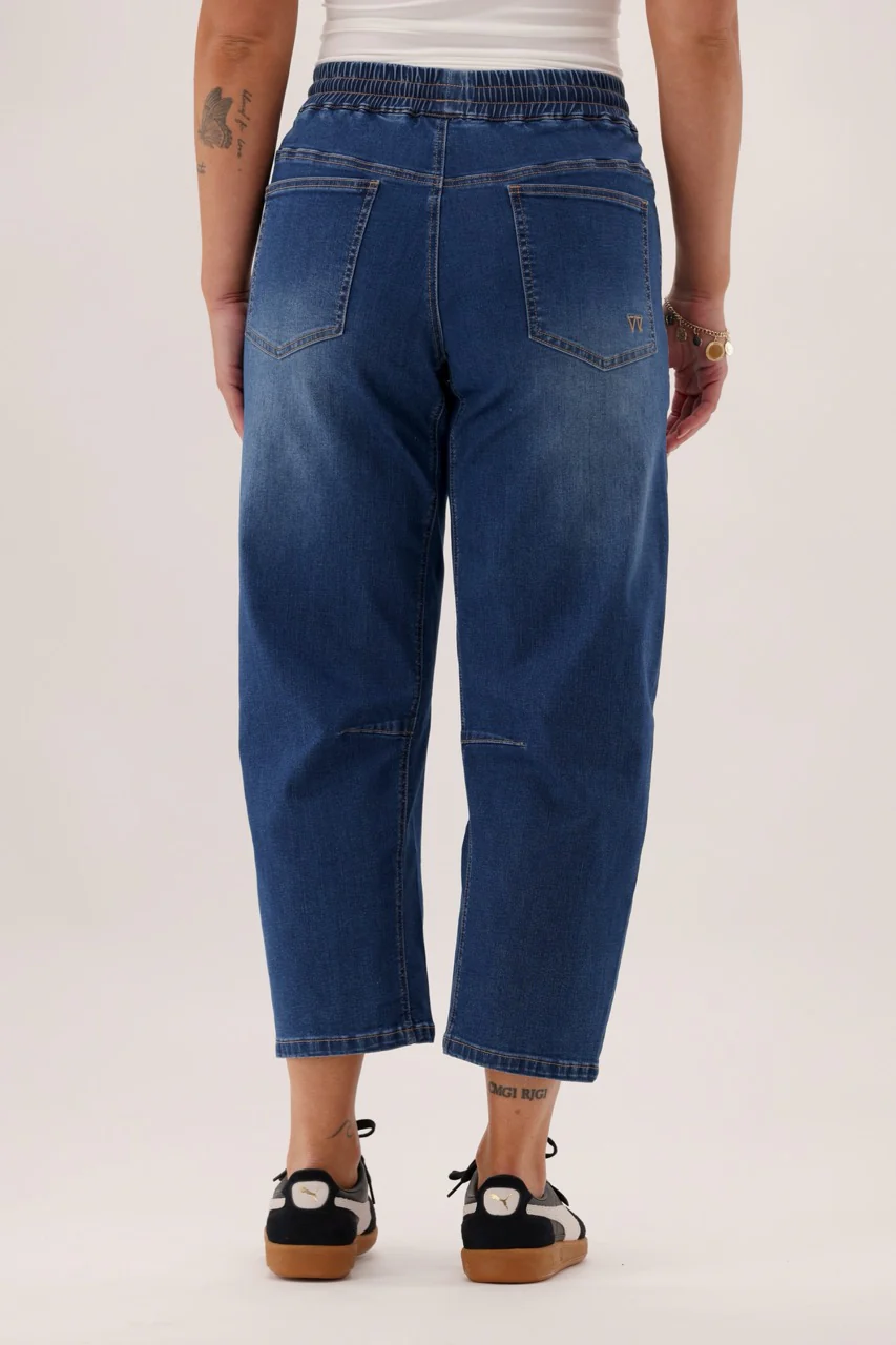 Shine On Label Brooke Barrel Leg Denim Jogger Dark Indigo - Image 4