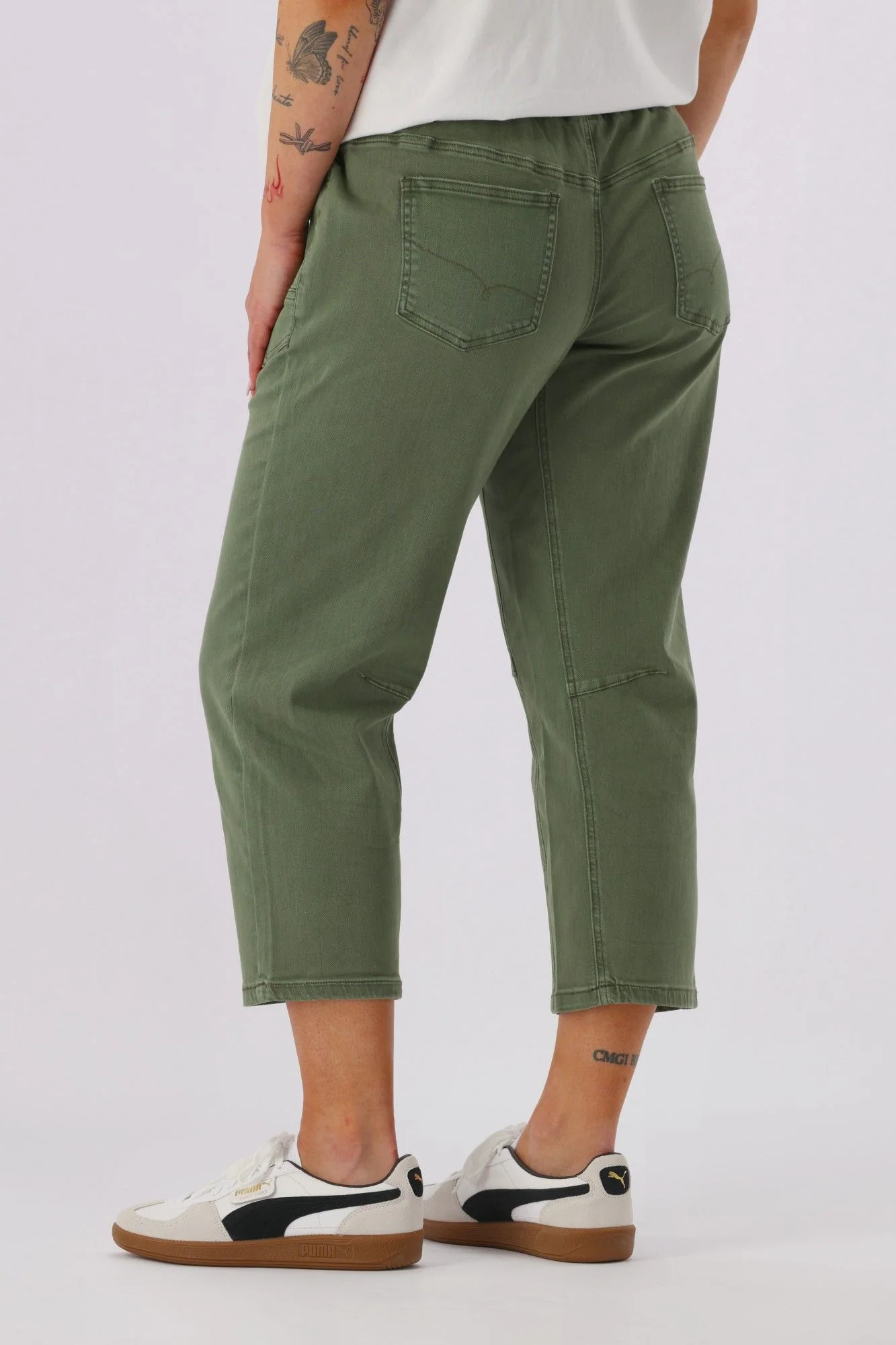 Shine On Label Brooke Barrel Leg Denim Jogger Khaki - Image 4