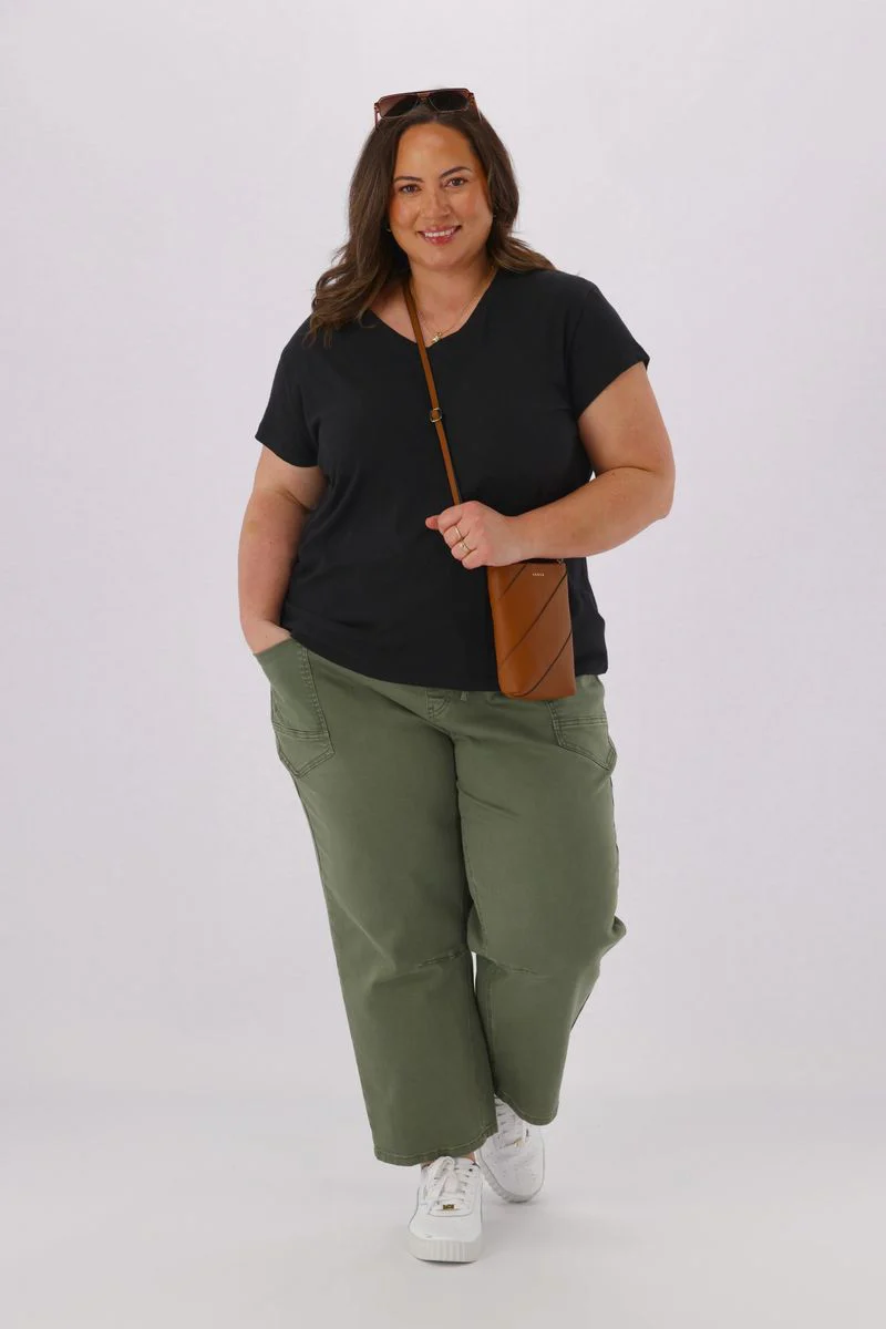 Shine On Label Brooke Barrel Leg Denim Jogger Khaki - Image 8