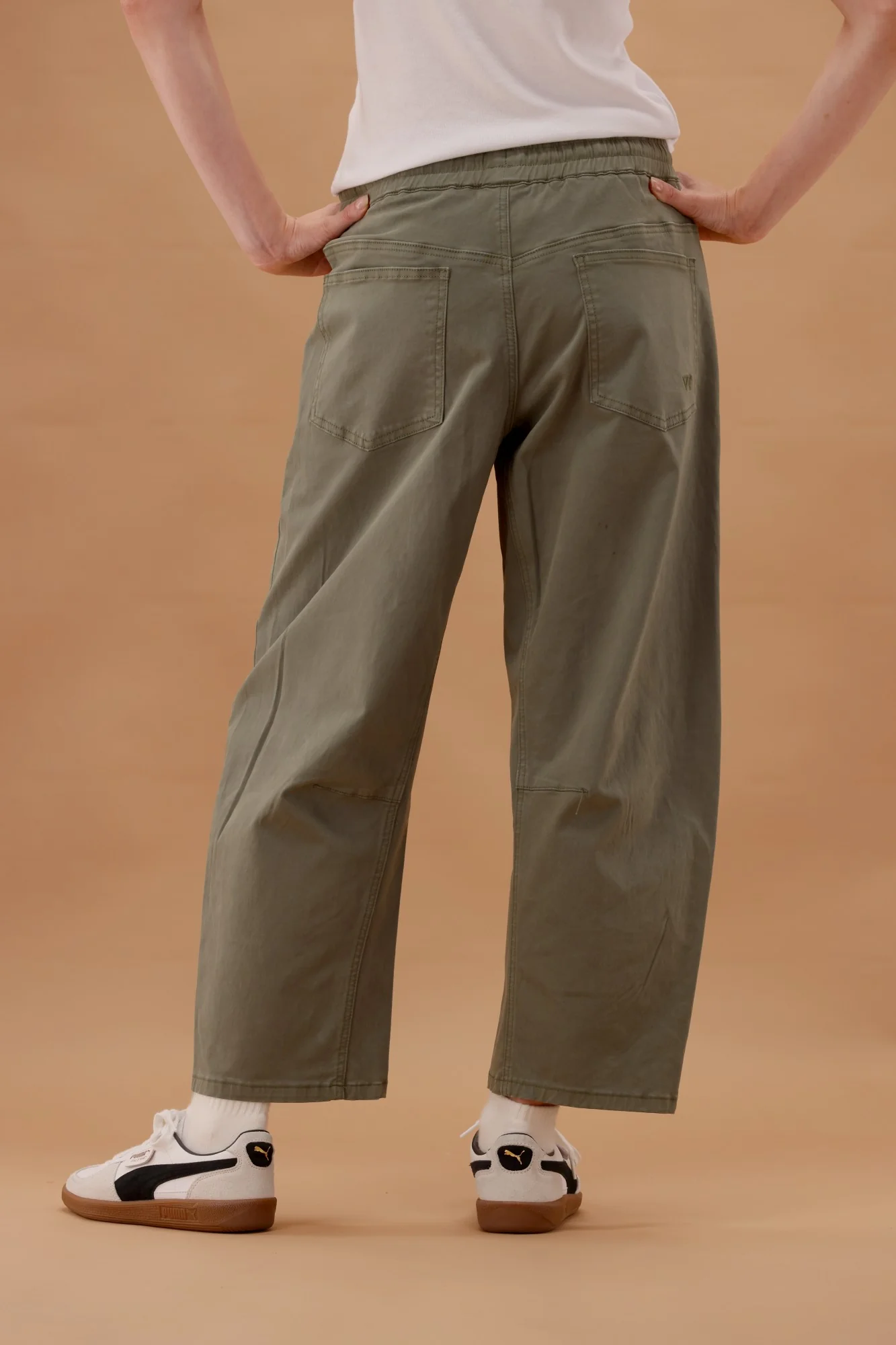 Shine On Label Brooke Barrel Leg Denim Jogger Olive - Image 4