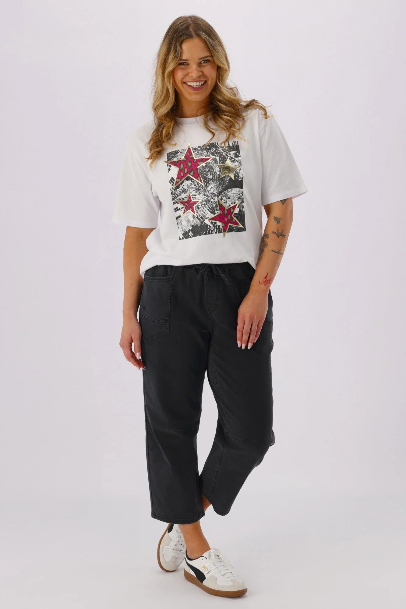 Shine On Label Brooke Barrel Leg Denim Jogger Washed Black - Image 7