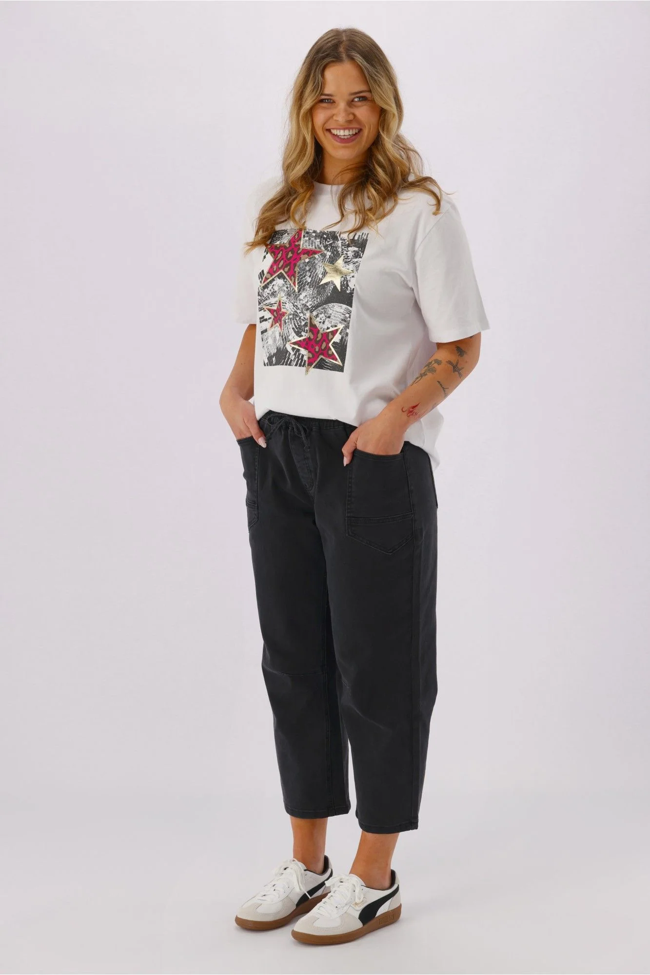 Shine On Label Brooke Barrel Leg Denim Jogger Washed Black - Image 8